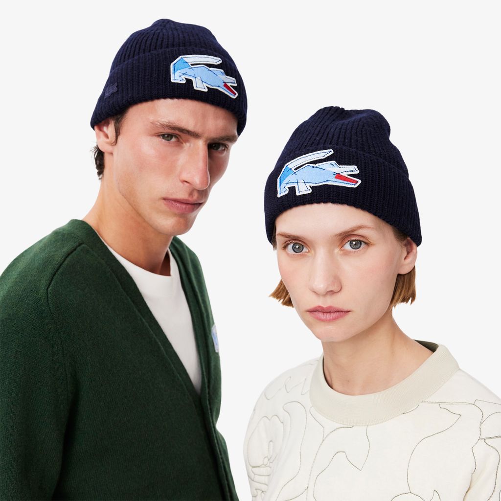 Mũ Len Lacoste Unisex Có Sọc Họa Tiết Cá Sấu