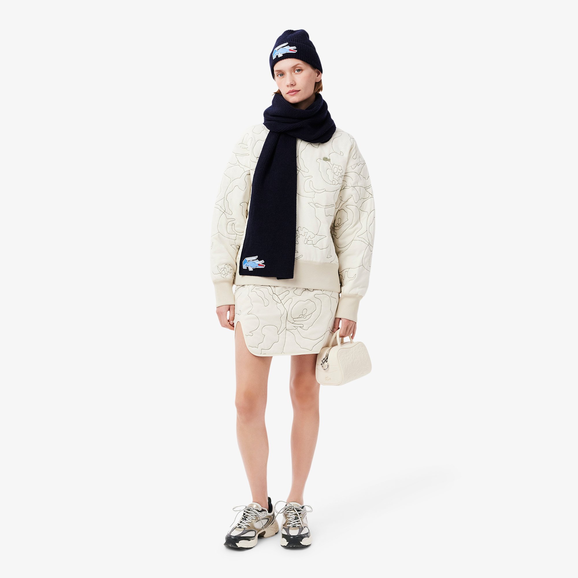 Mũ Len Lacoste Unisex Có Sọc Họa Tiết Cá Sấu