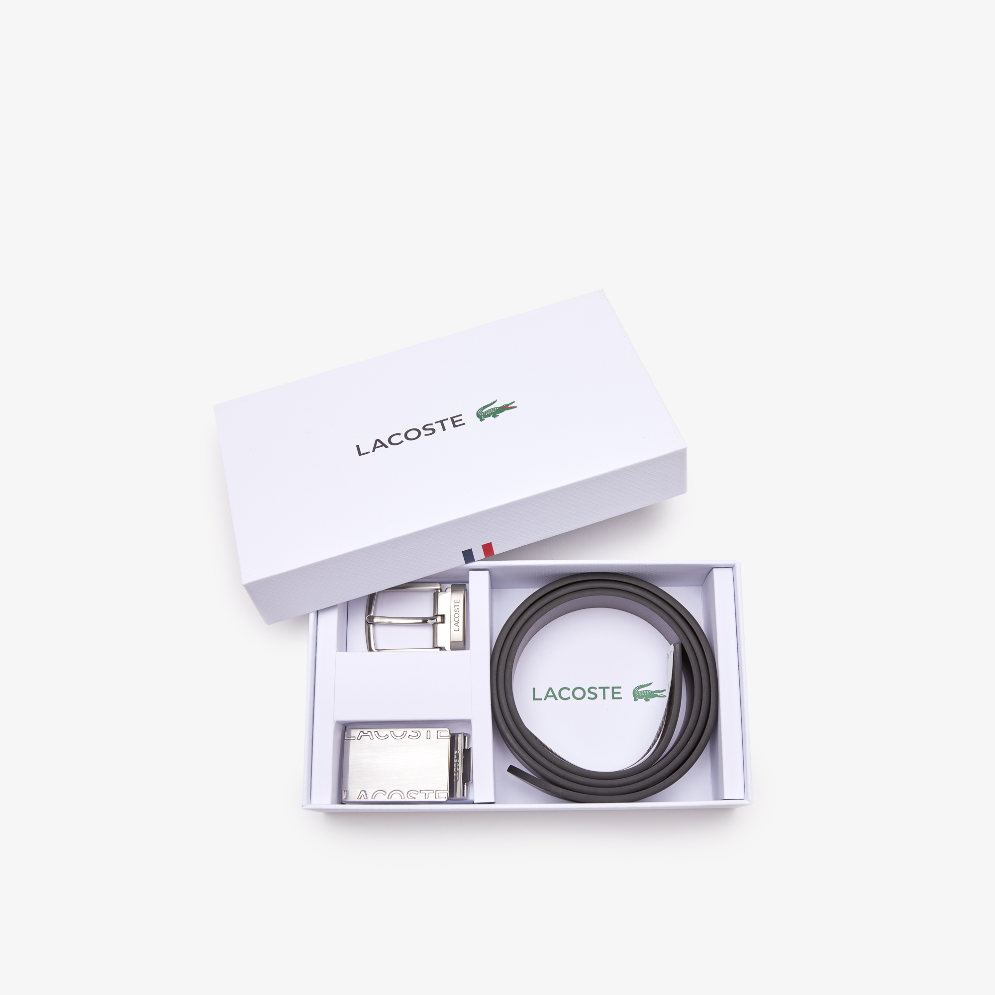 Bộ Quà Tặng Dây Lưng Lacoste Nam Chất Liệu Da Mịn Kèm Hai Khoá