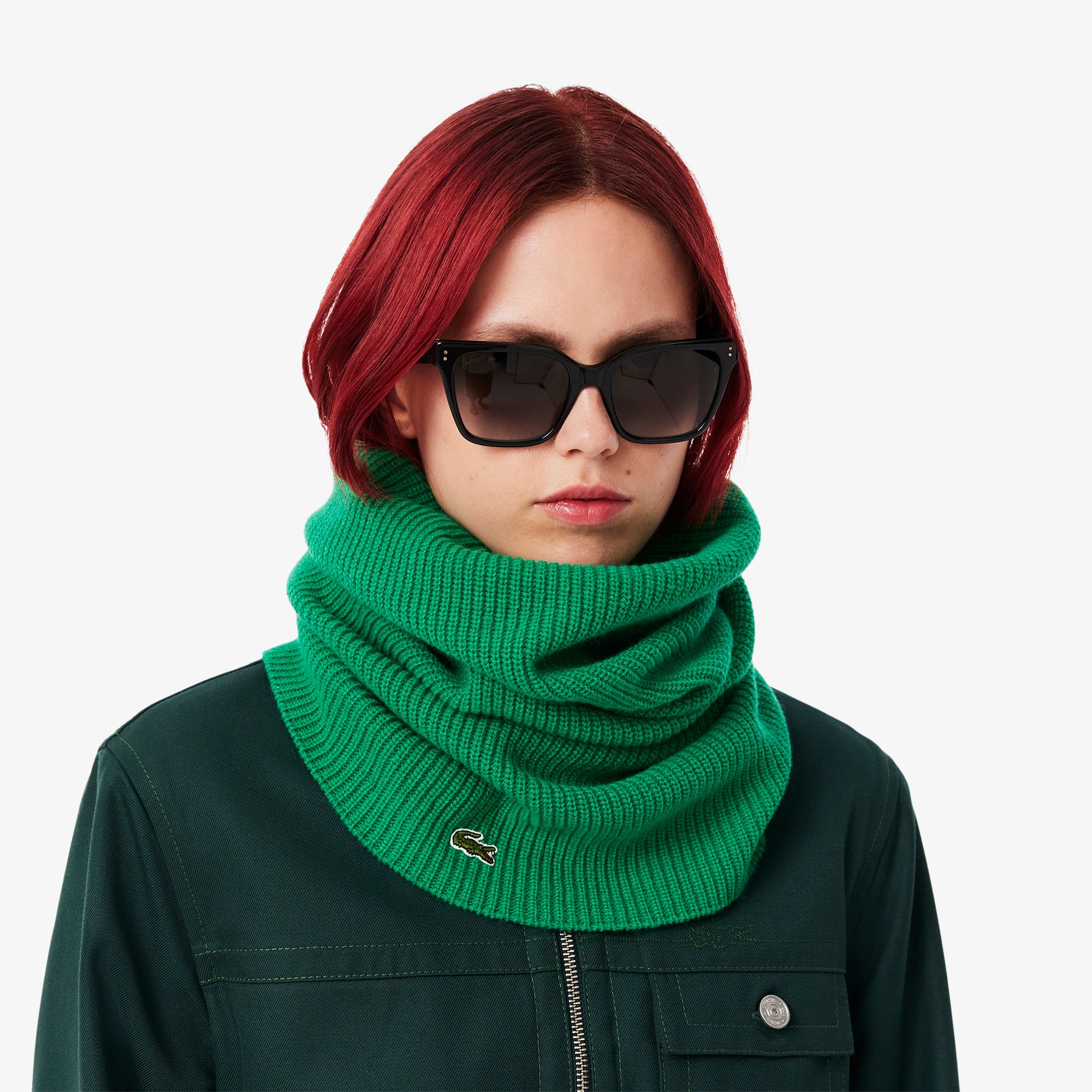 Khăn Choàng Lacoste Nữ Chất Liệu Len Cashmere Dệt Kim Có Sọc