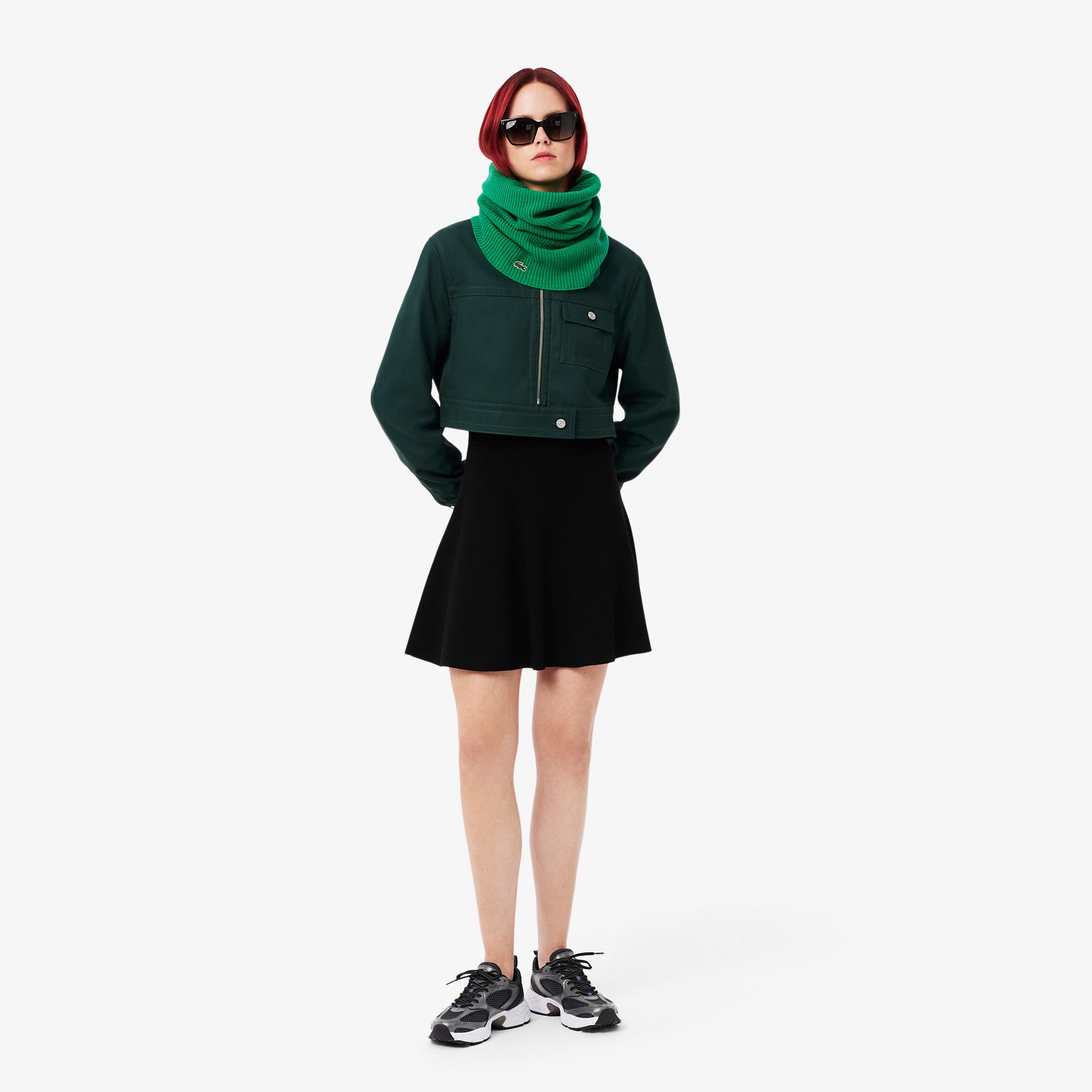 Khăn Choàng Lacoste Nữ Chất Liệu Len Cashmere Dệt Kim Có Sọc