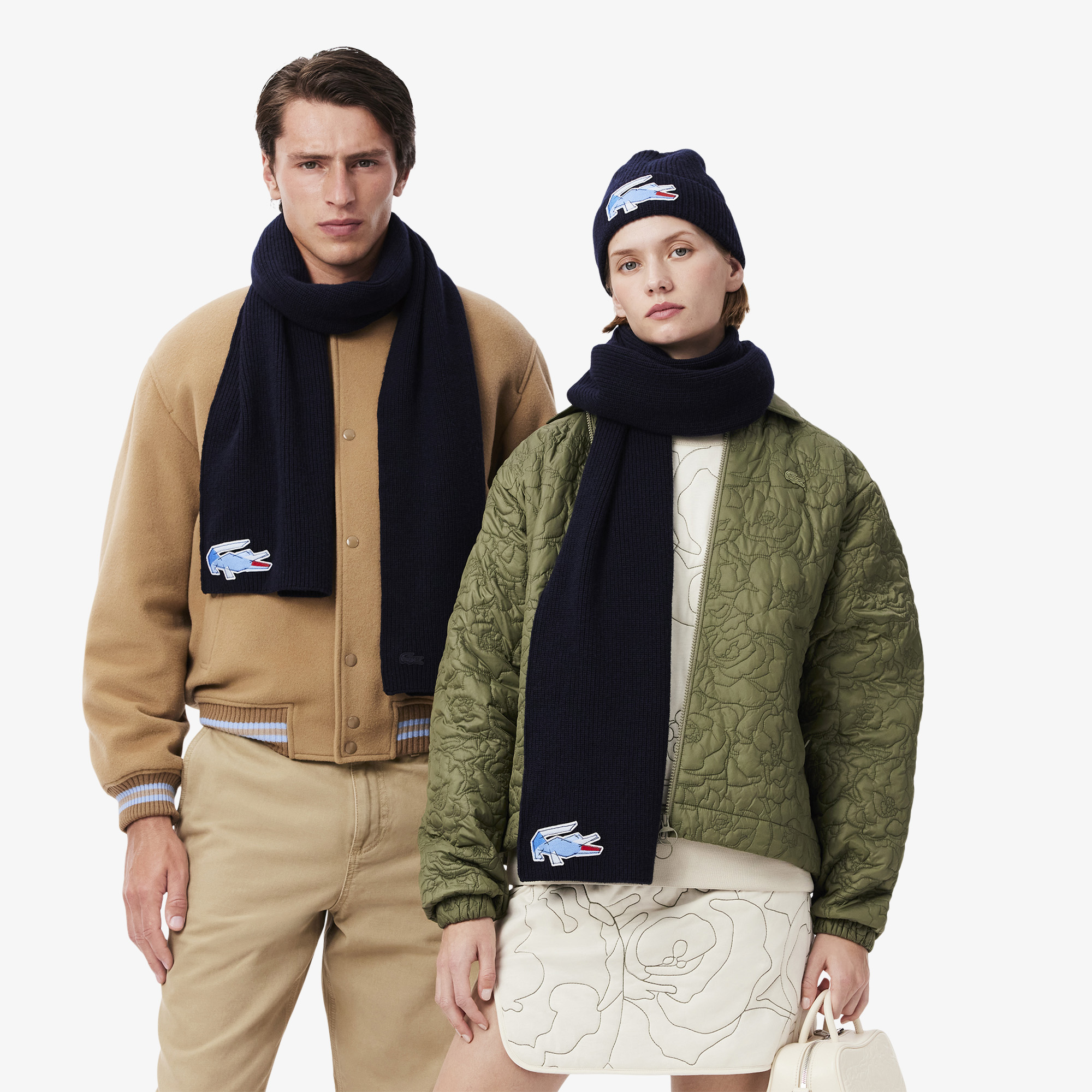 Khăn Choàng Len Lacoste Unisex Họa Tiết Cá Sấu