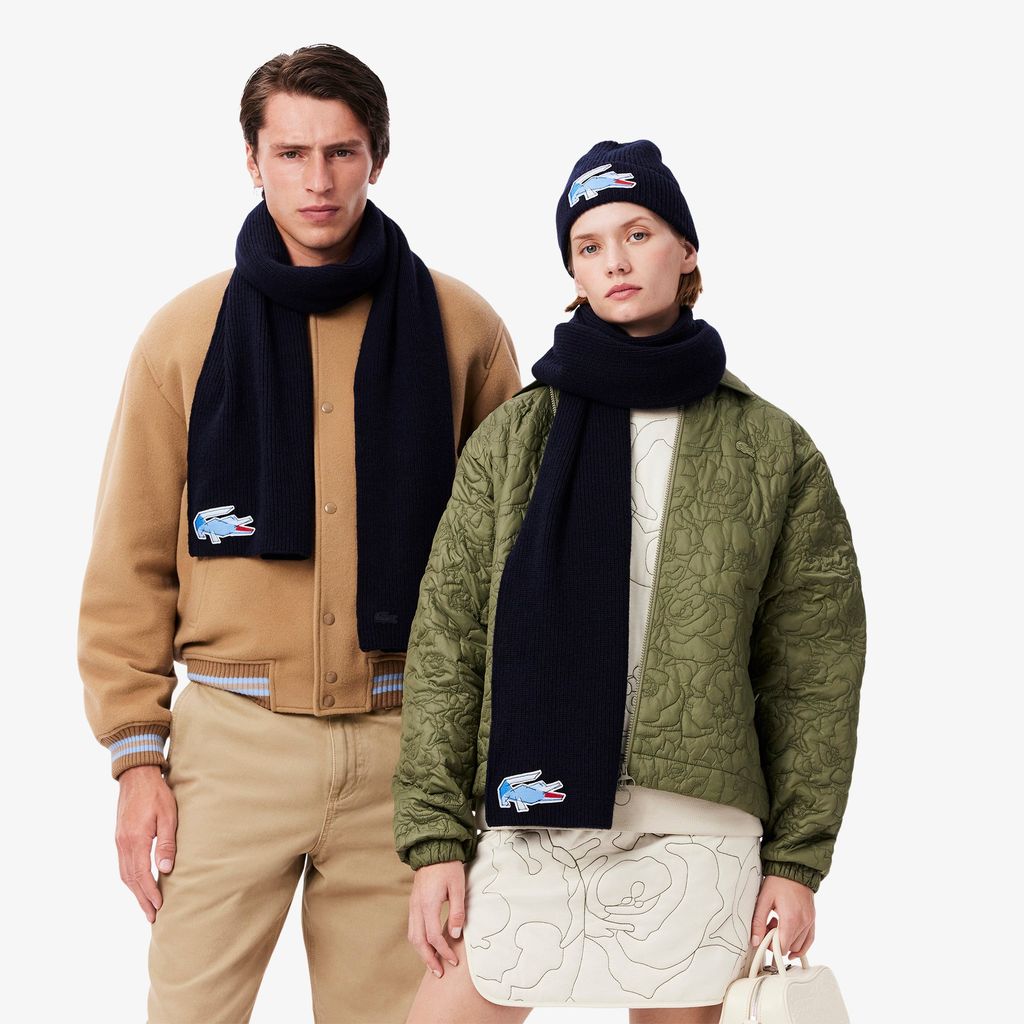 Khăn Choàng Len Lacoste Unisex Họa Tiết Cá Sấu