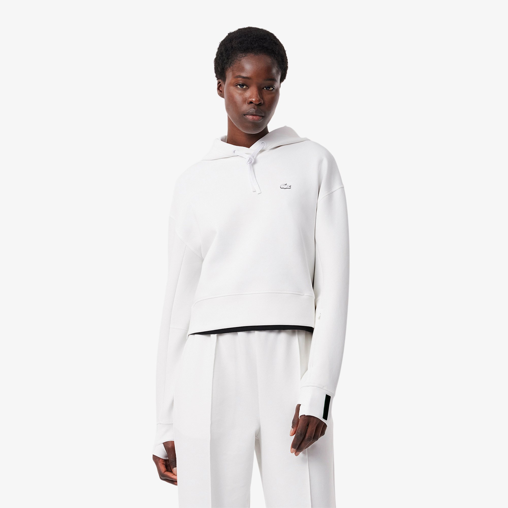 Áo Hoodie Lacoste Nữ Dáng Ngắn Chất Liệu Cotton
