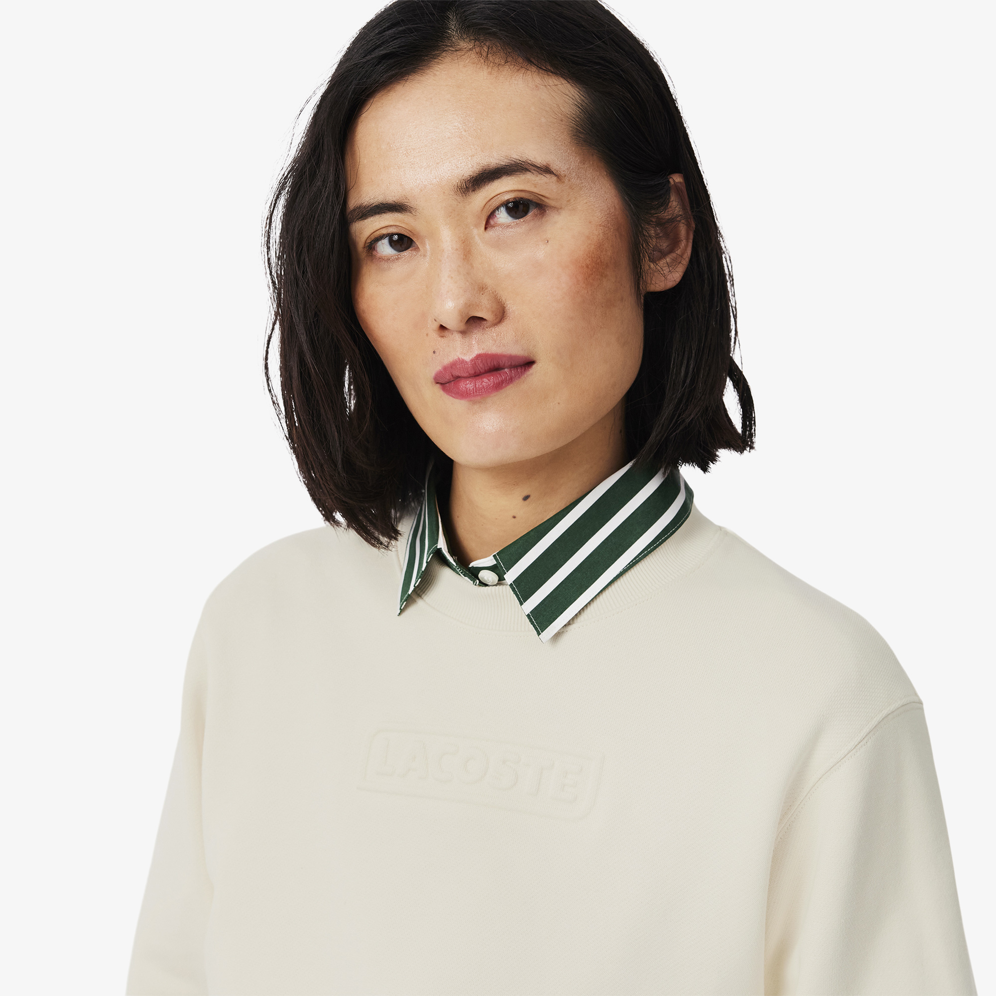 Áo Nỉ Lacoste Nữ Chất Liệu Cotton Có Logo Dập Nổi