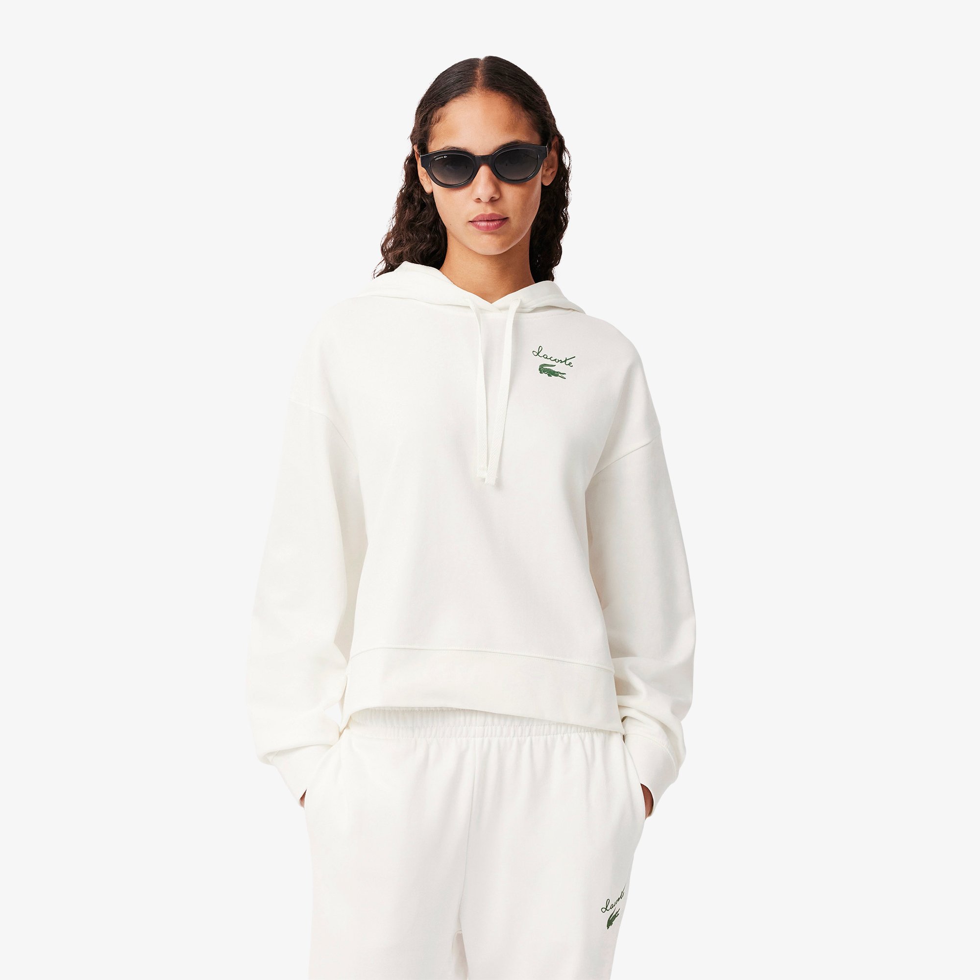 Áo Hoodie Lacoste Nữ Chất Liệu Nỉ Có Logo