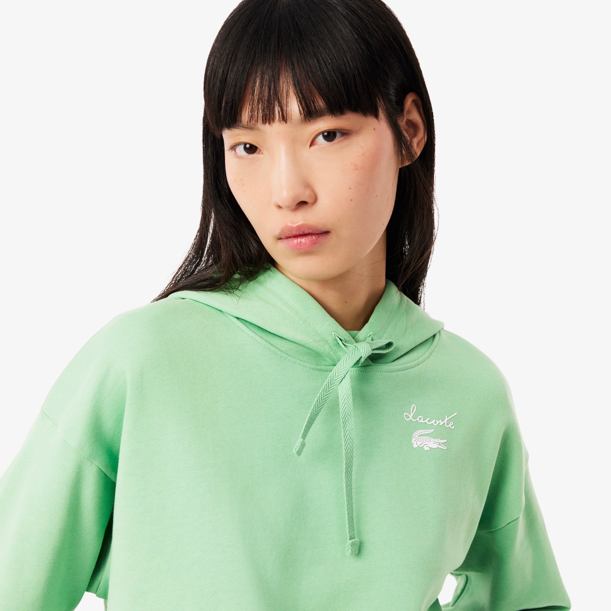 Áo Hoodie Lacoste Nữ Chất Liệu Nỉ Có Logo