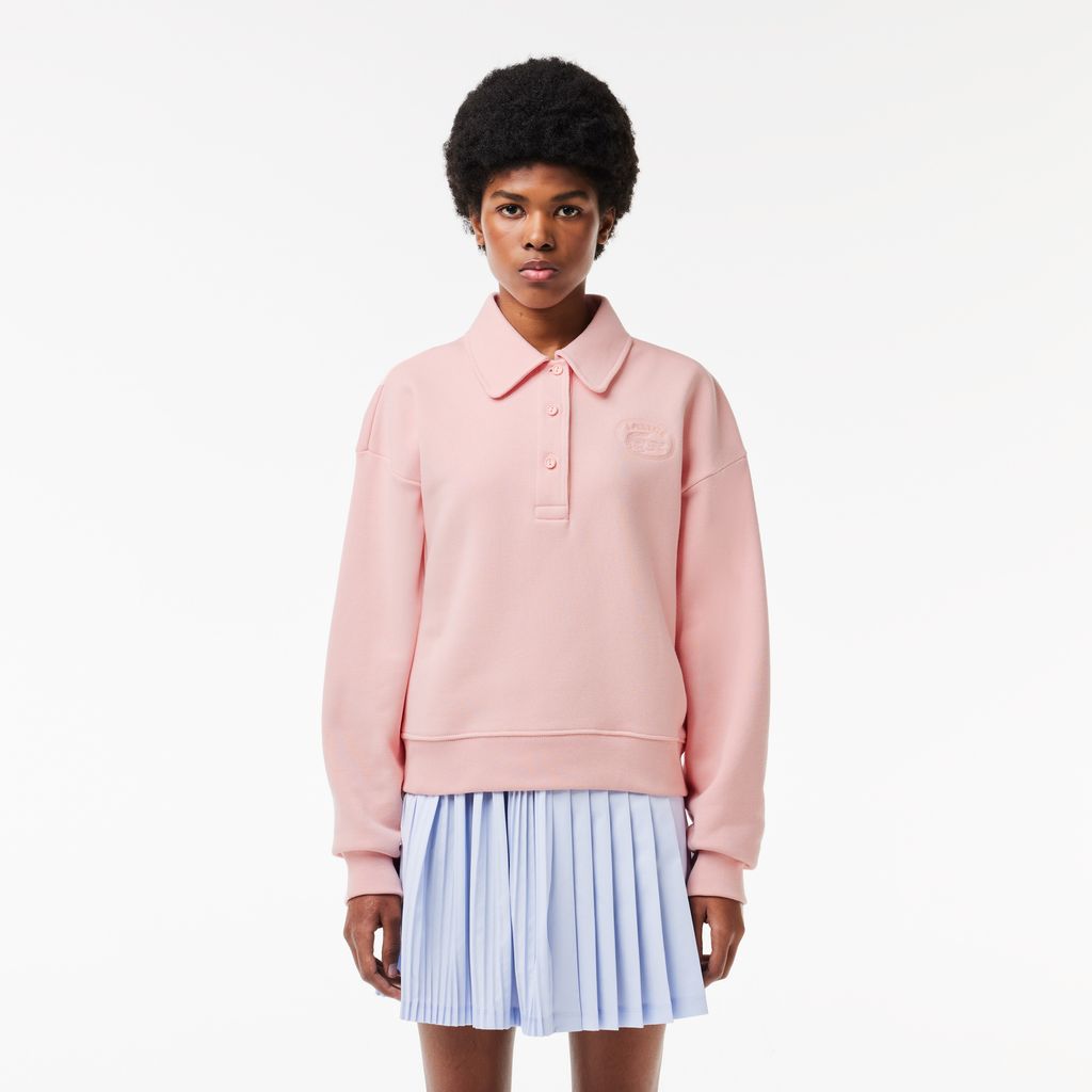 Áo Nỉ Lacoste Nữ Cổ Polo Thêu Dáng Rộng