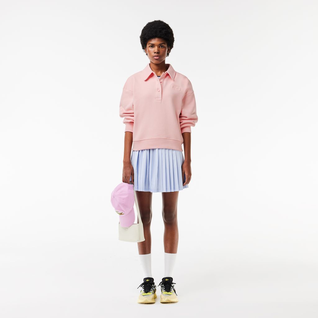 Áo Nỉ Lacoste Nữ Cổ Polo Thêu Dáng Rộng