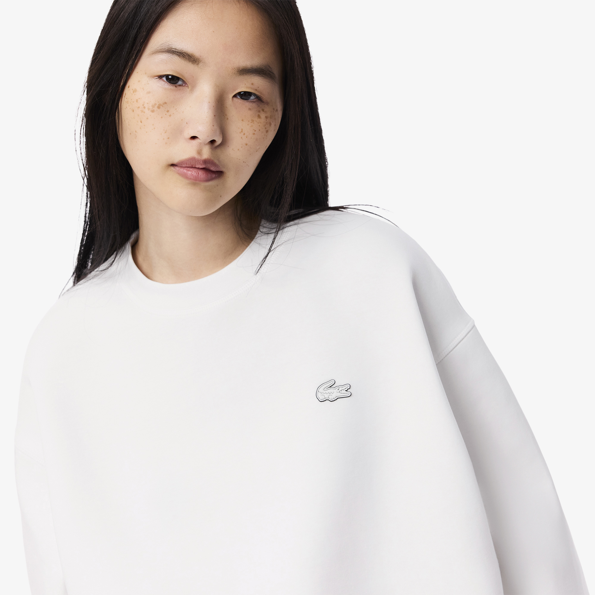 Áo Nỉ Lacoste Nữ Oversize Chất Liệu Cotton