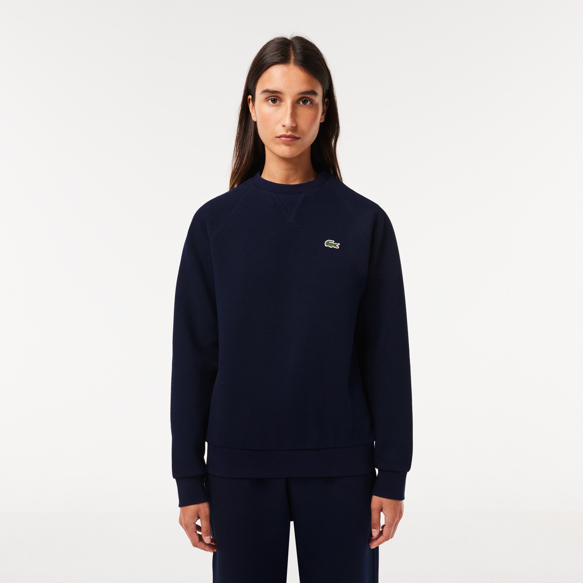 Áo Nỉ Lacoste Nữ Cổ Tròn Chất Liệu Cotton Blend