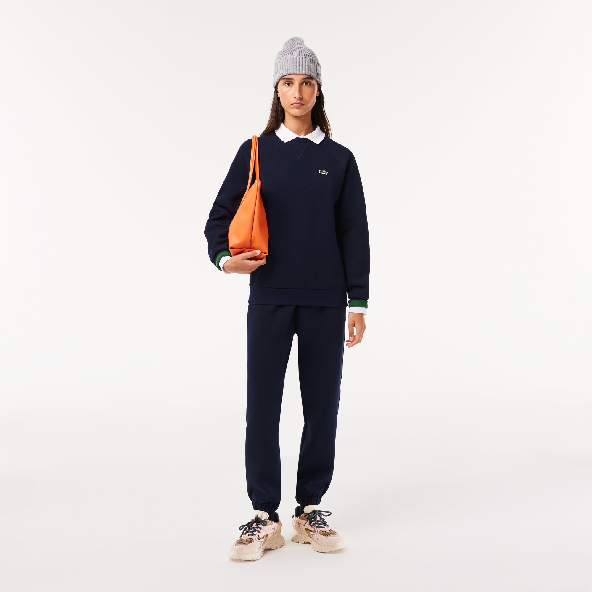 Áo Nỉ Lacoste Nữ Cổ Tròn Chất Liệu Cotton Blend