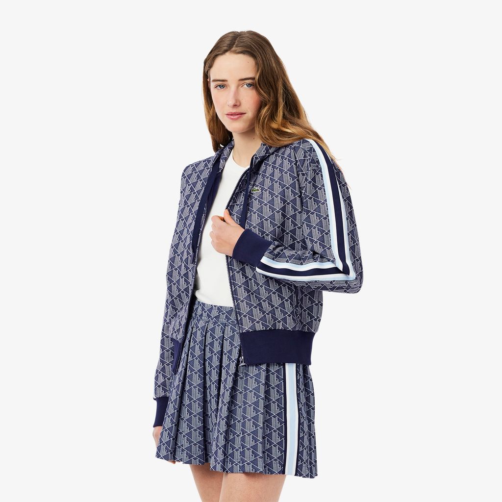 Áo Hoodie Lacoste Nữ Hoạ Tiết Monogram Chất Liệu Jacquard