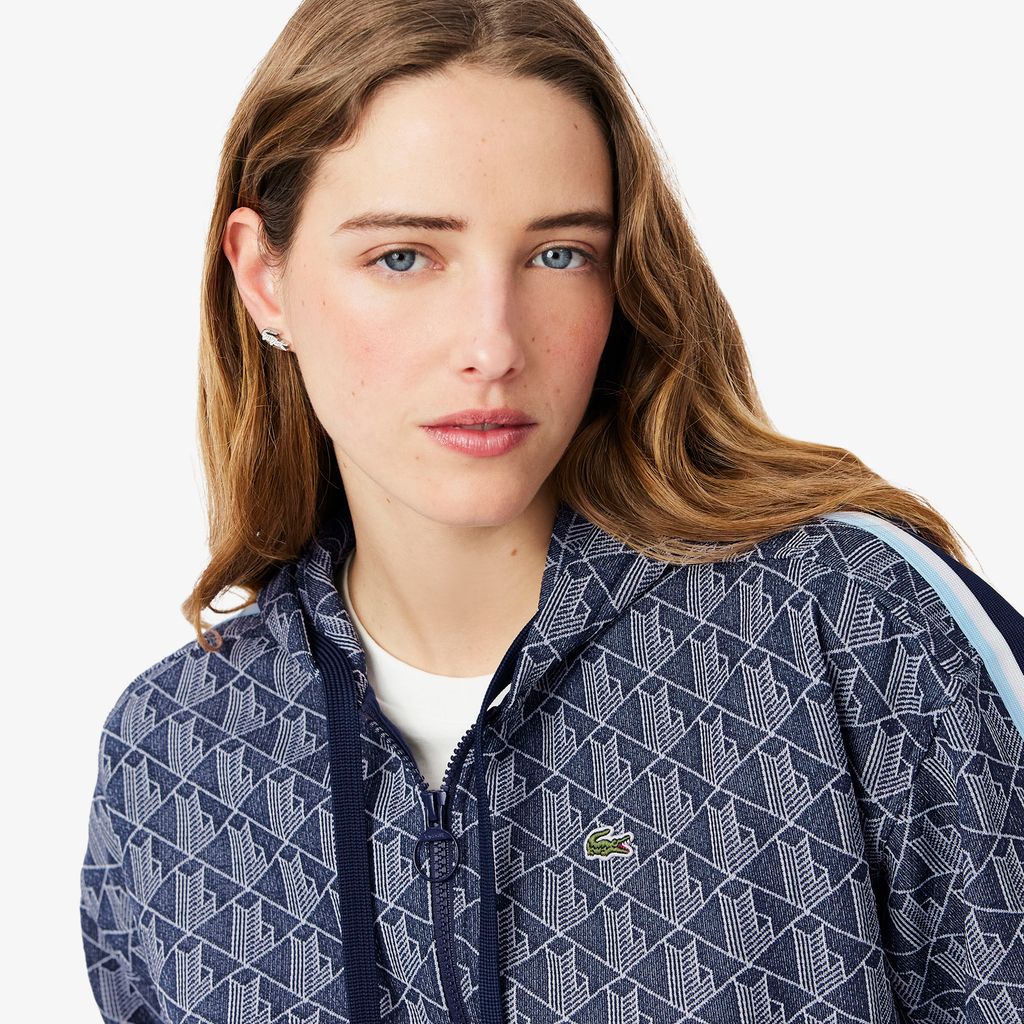 Áo Hoodie Lacoste Nữ Hoạ Tiết Monogram Chất Liệu Jacquard