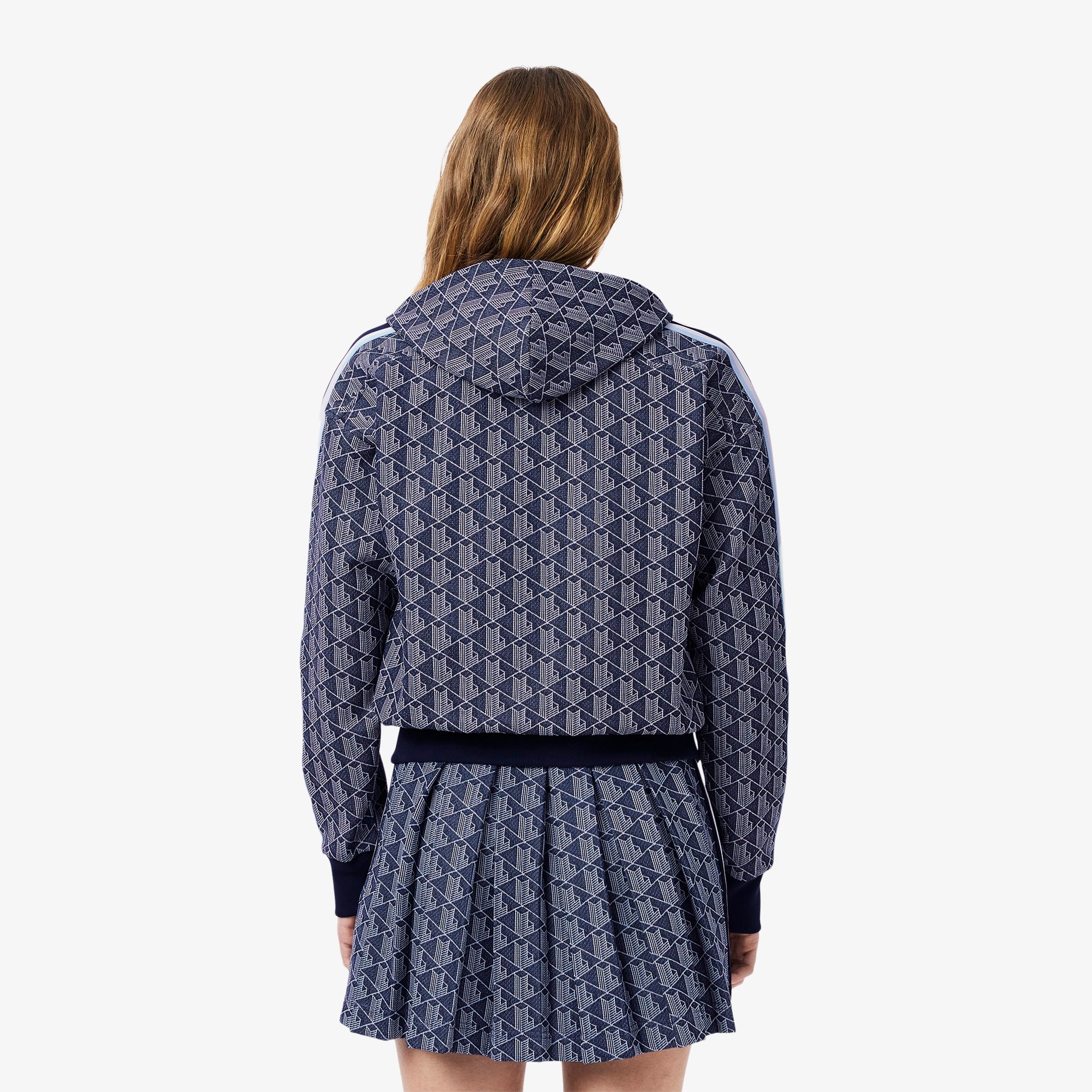 Áo Hoodie Lacoste Nữ Hoạ Tiết Monogram Chất Liệu Jacquard