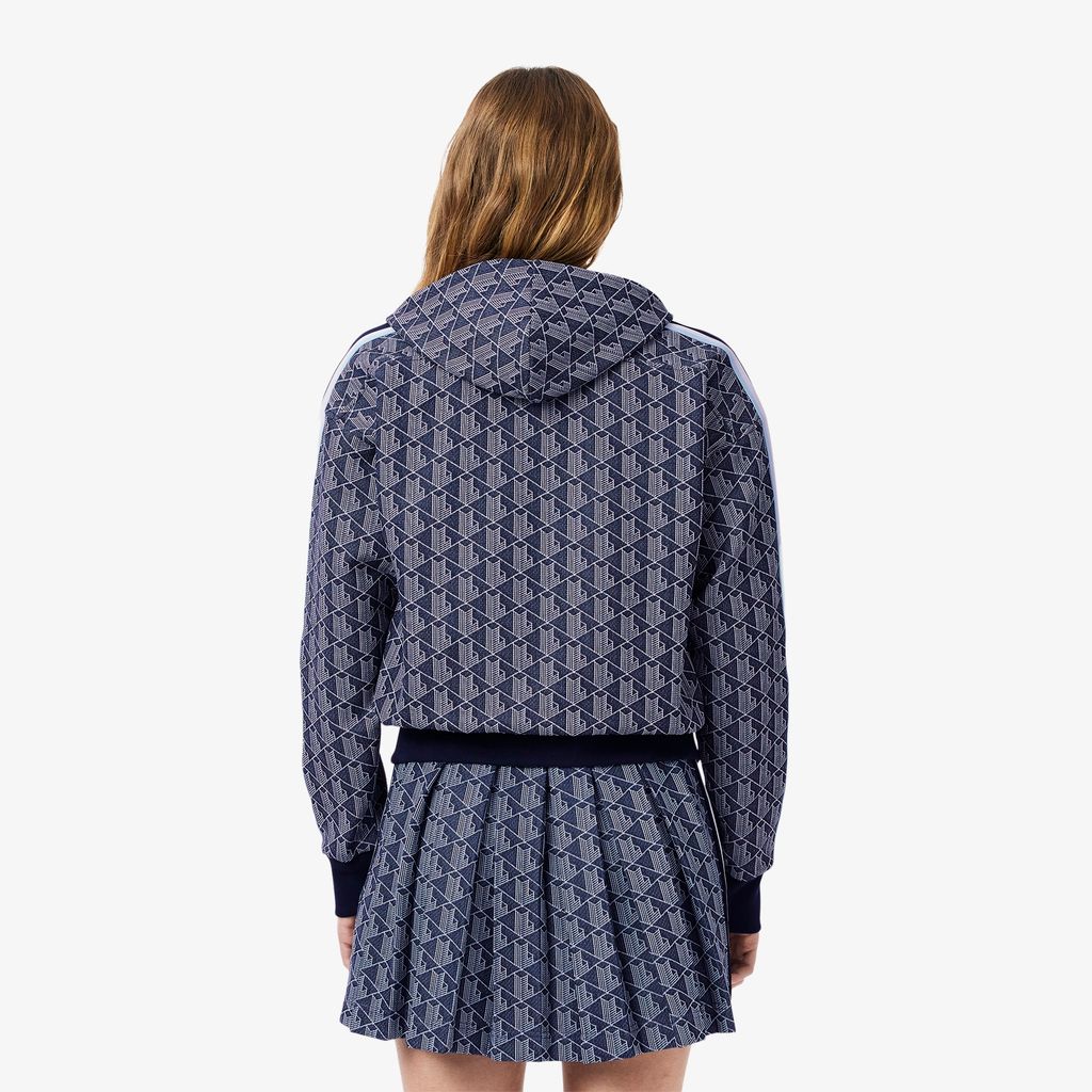 Áo Hoodie Lacoste Nữ Hoạ Tiết Monogram Chất Liệu Jacquard