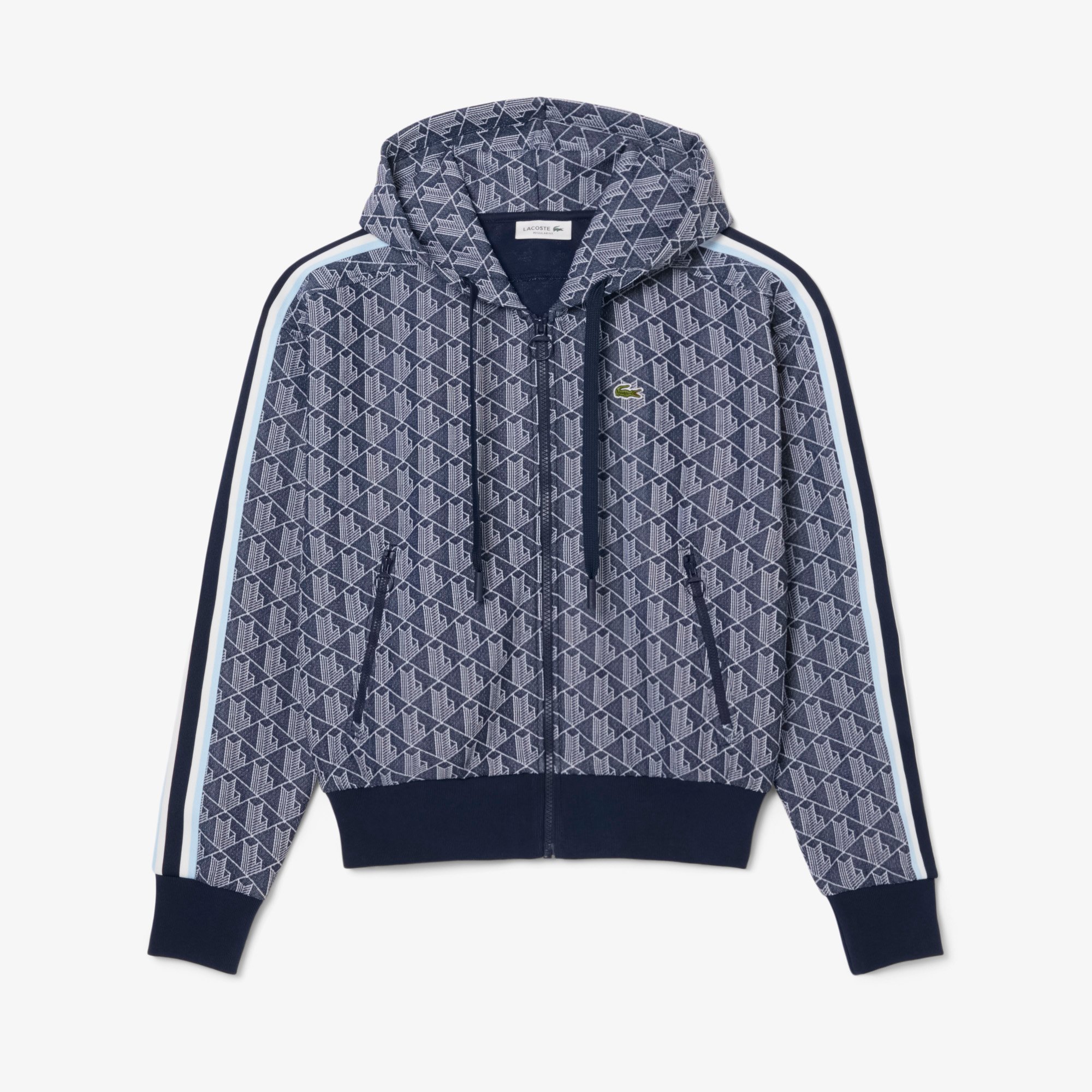 Áo Hoodie Lacoste Nữ Hoạ Tiết Monogram Chất Liệu Jacquard