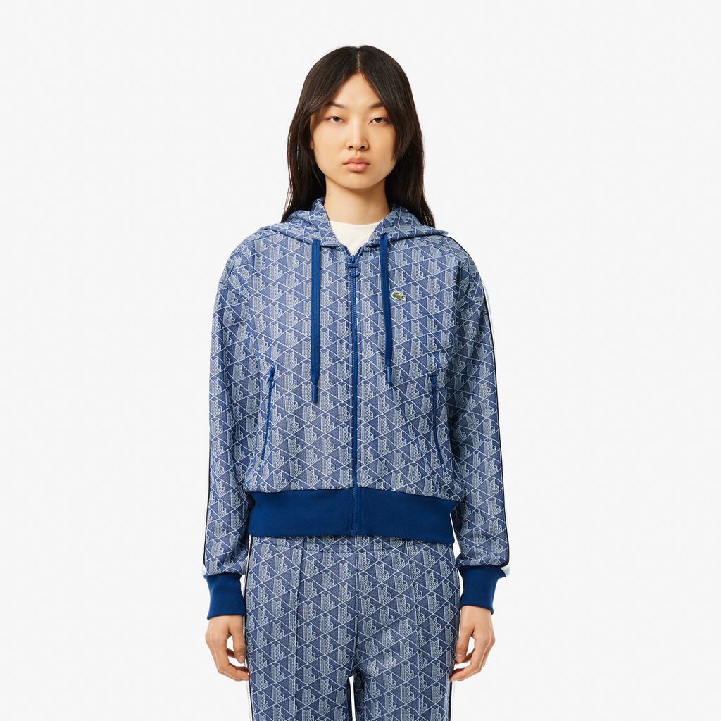 Áo Hoodie Lacoste Nữ Hoạ Tiết Monogram Chất Liệu Jacquard