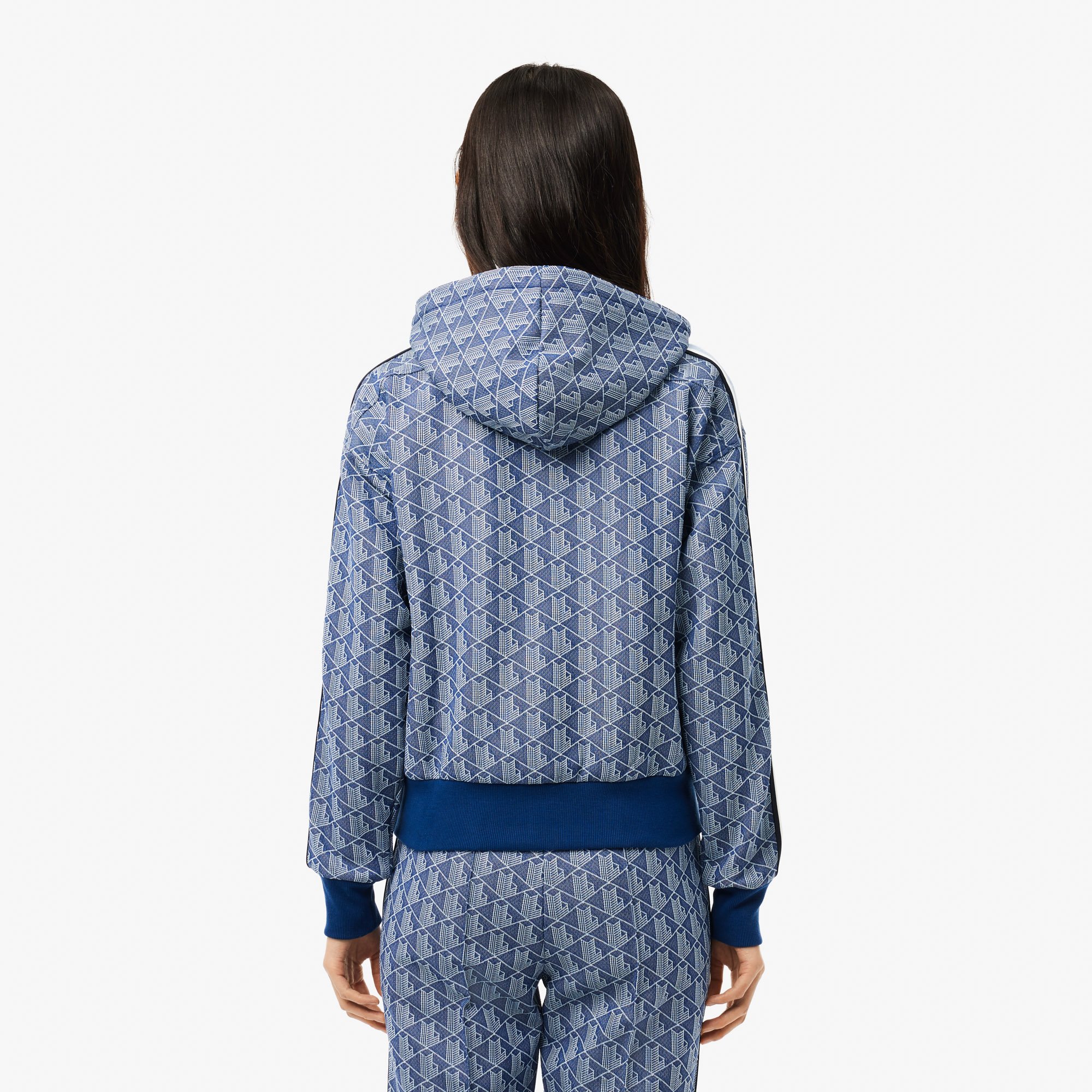 Áo Hoodie Lacoste Nữ Hoạ Tiết Monogram Chất Liệu Jacquard