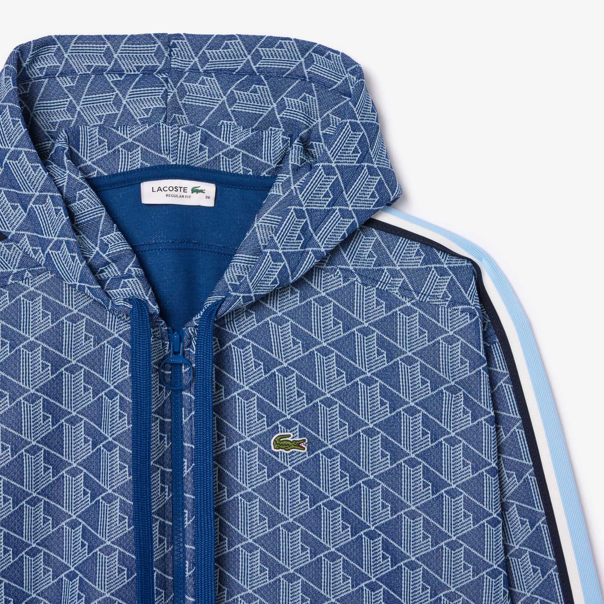 Áo Hoodie Lacoste Nữ Hoạ Tiết Monogram Chất Liệu Jacquard
