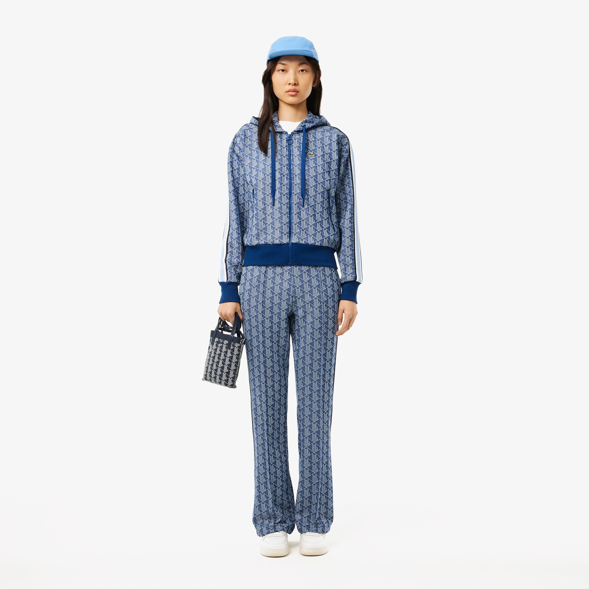 Áo Hoodie Lacoste Nữ Hoạ Tiết Monogram Chất Liệu Jacquard