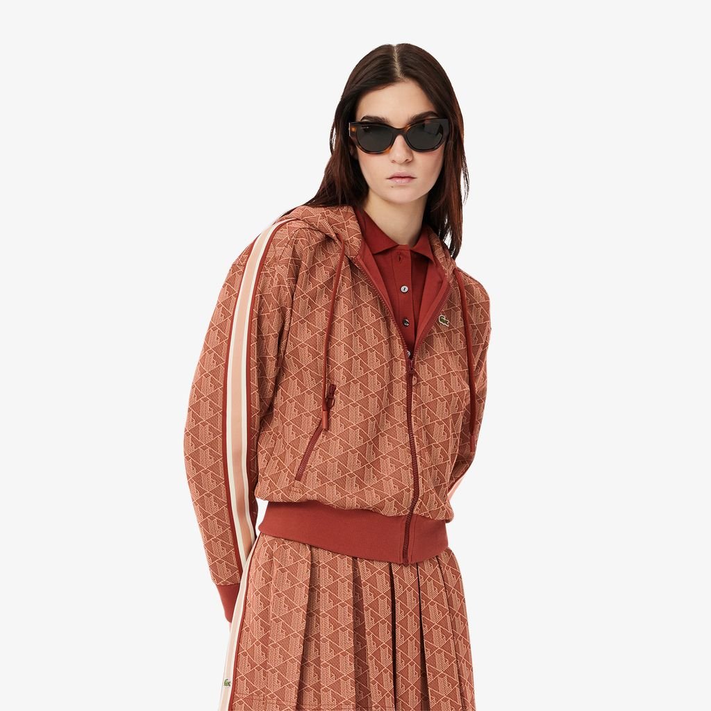 Áo Hoodie Lacoste Nữ Hoạ Tiết Monogram Chất Liệu Jacquard