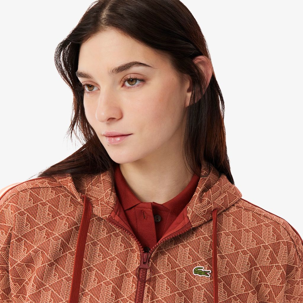 Áo Hoodie Lacoste Nữ Hoạ Tiết Monogram Chất Liệu Jacquard