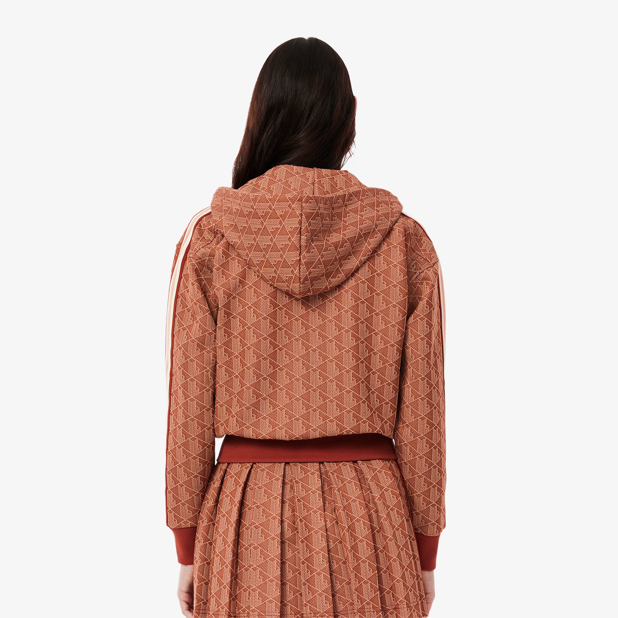 Áo Hoodie Lacoste Nữ Hoạ Tiết Monogram Chất Liệu Jacquard