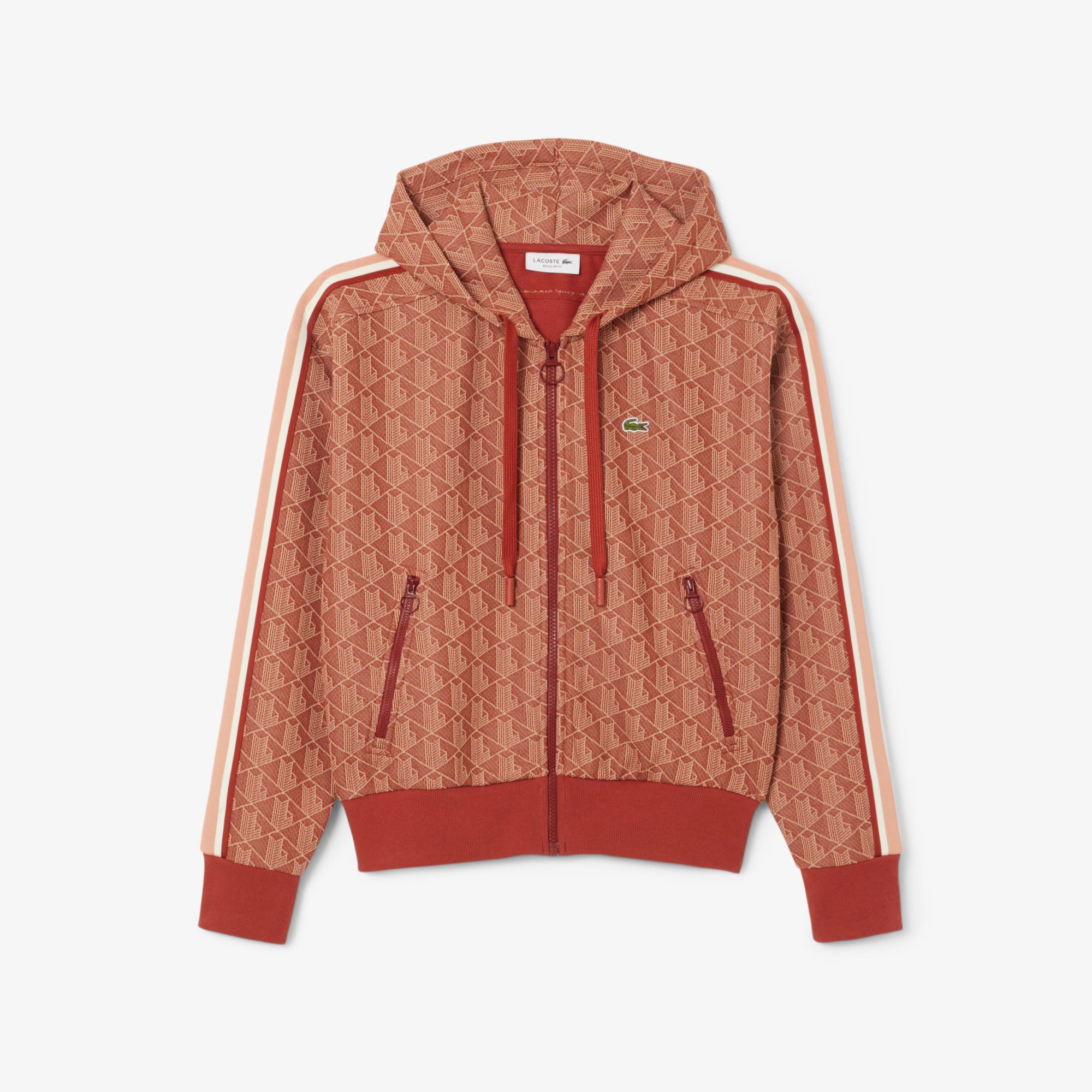 Áo Hoodie Lacoste Nữ Hoạ Tiết Monogram Chất Liệu Jacquard