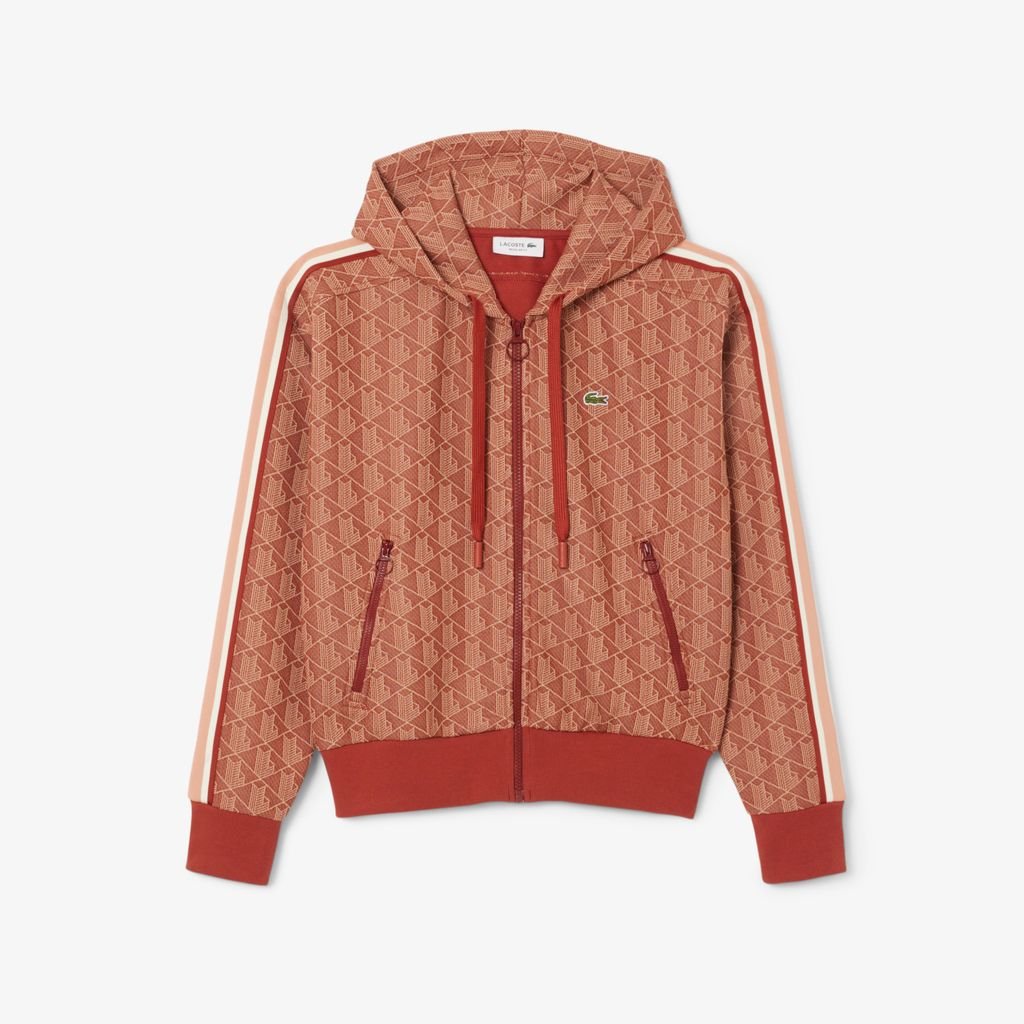 Áo Hoodie Lacoste Nữ Hoạ Tiết Monogram Chất Liệu Jacquard
