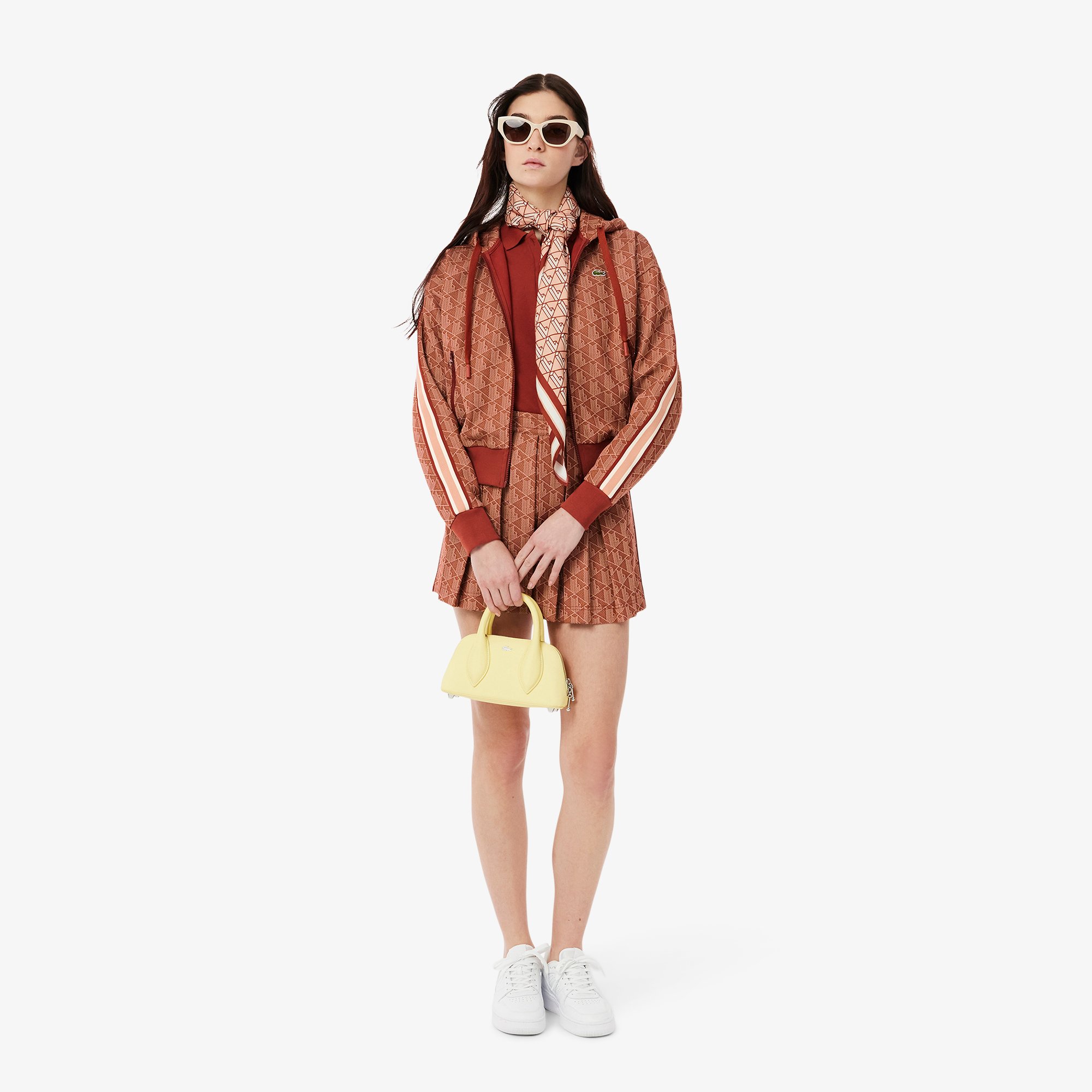 Áo Hoodie Lacoste Nữ Hoạ Tiết Monogram Chất Liệu Jacquard