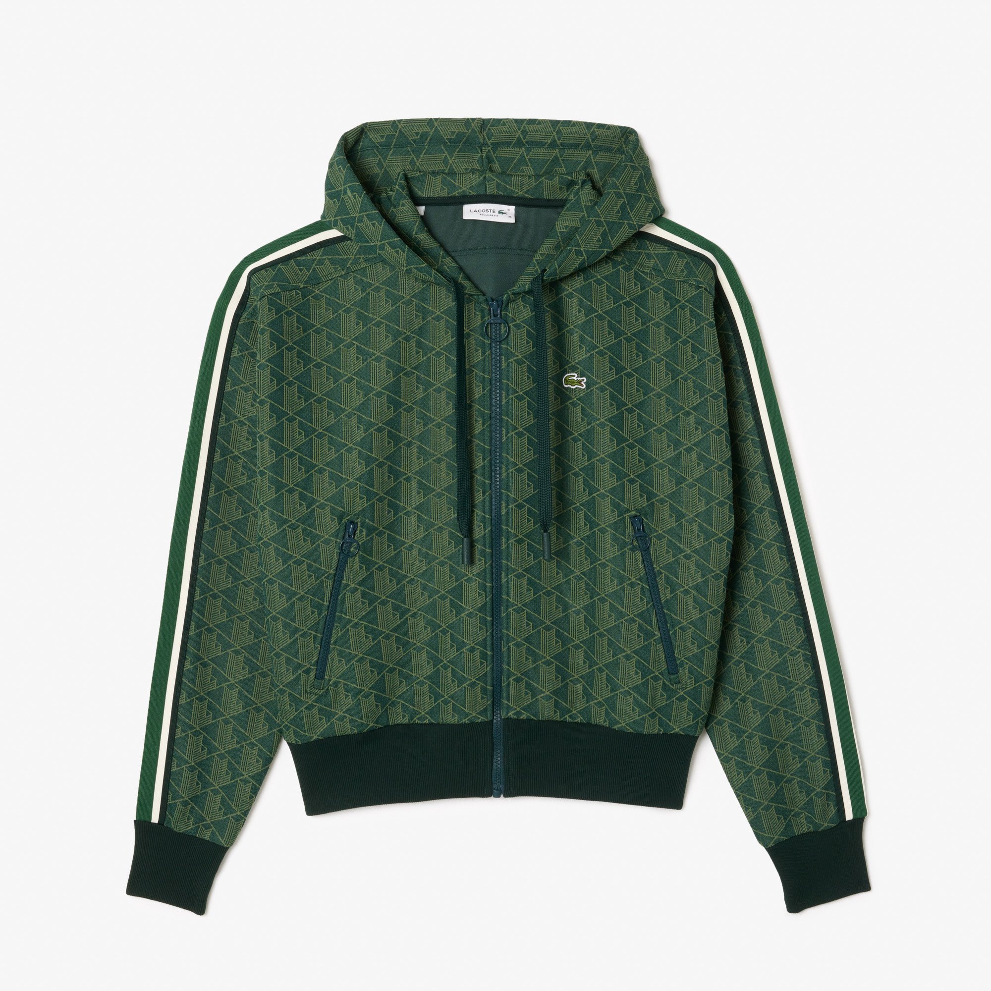Áo Hoodie Lacoste Nữ Hoạ Tiết Monogram Chất Liệu Jacquard