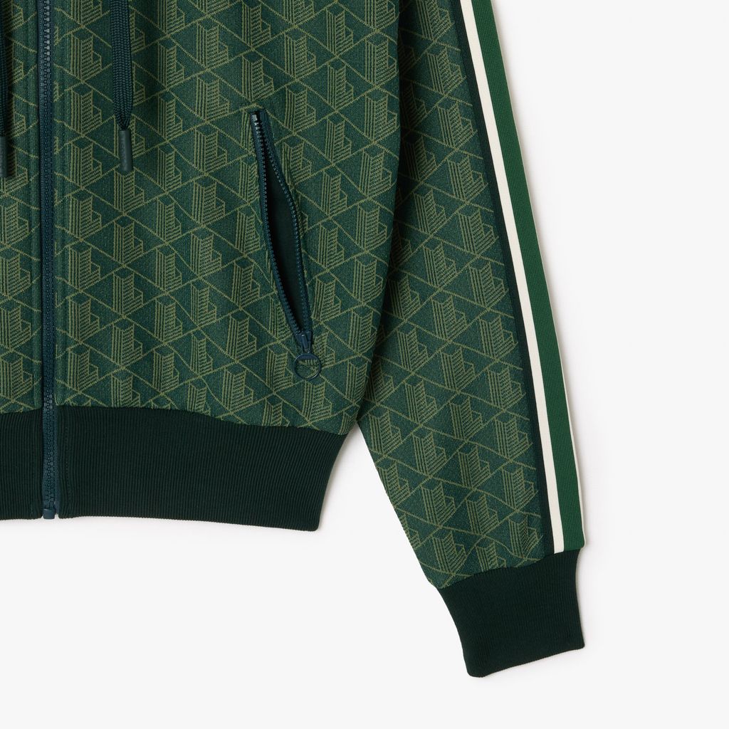 Áo Hoodie Lacoste Nữ Hoạ Tiết Monogram Chất Liệu Jacquard