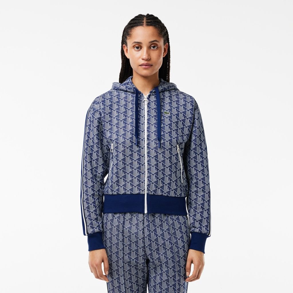 Áo Hoodie Lacoste Nữ Hoạ Tiết Monogram Chất Liệu Jacquard