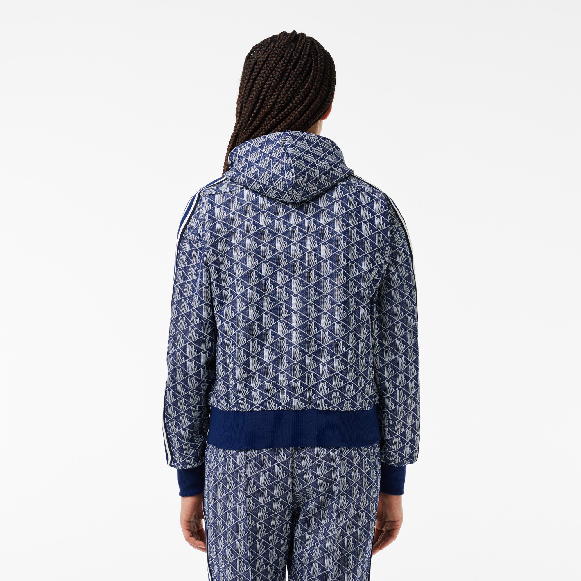 Áo Hoodie Lacoste Nữ Hoạ Tiết Monogram Chất Liệu Jacquard