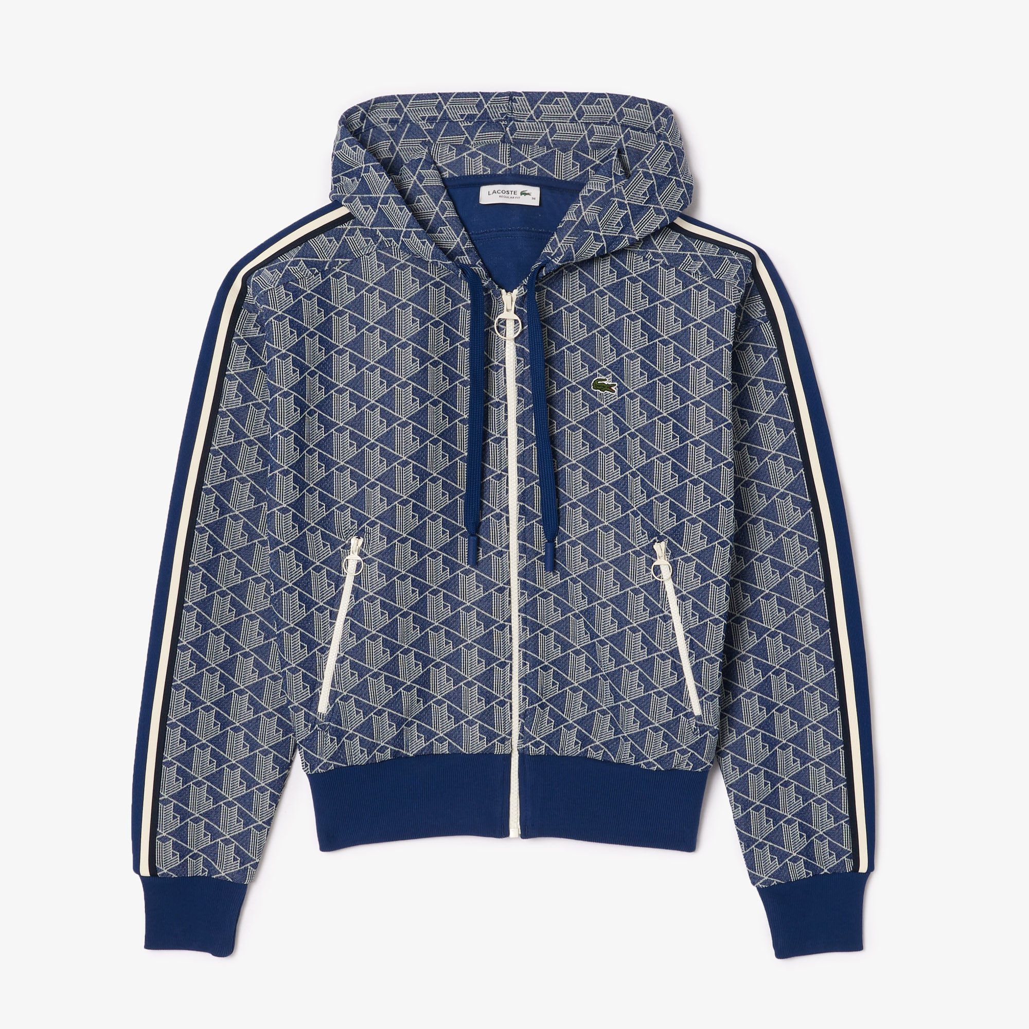 Áo Hoodie Lacoste Nữ Hoạ Tiết Monogram Chất Liệu Jacquard