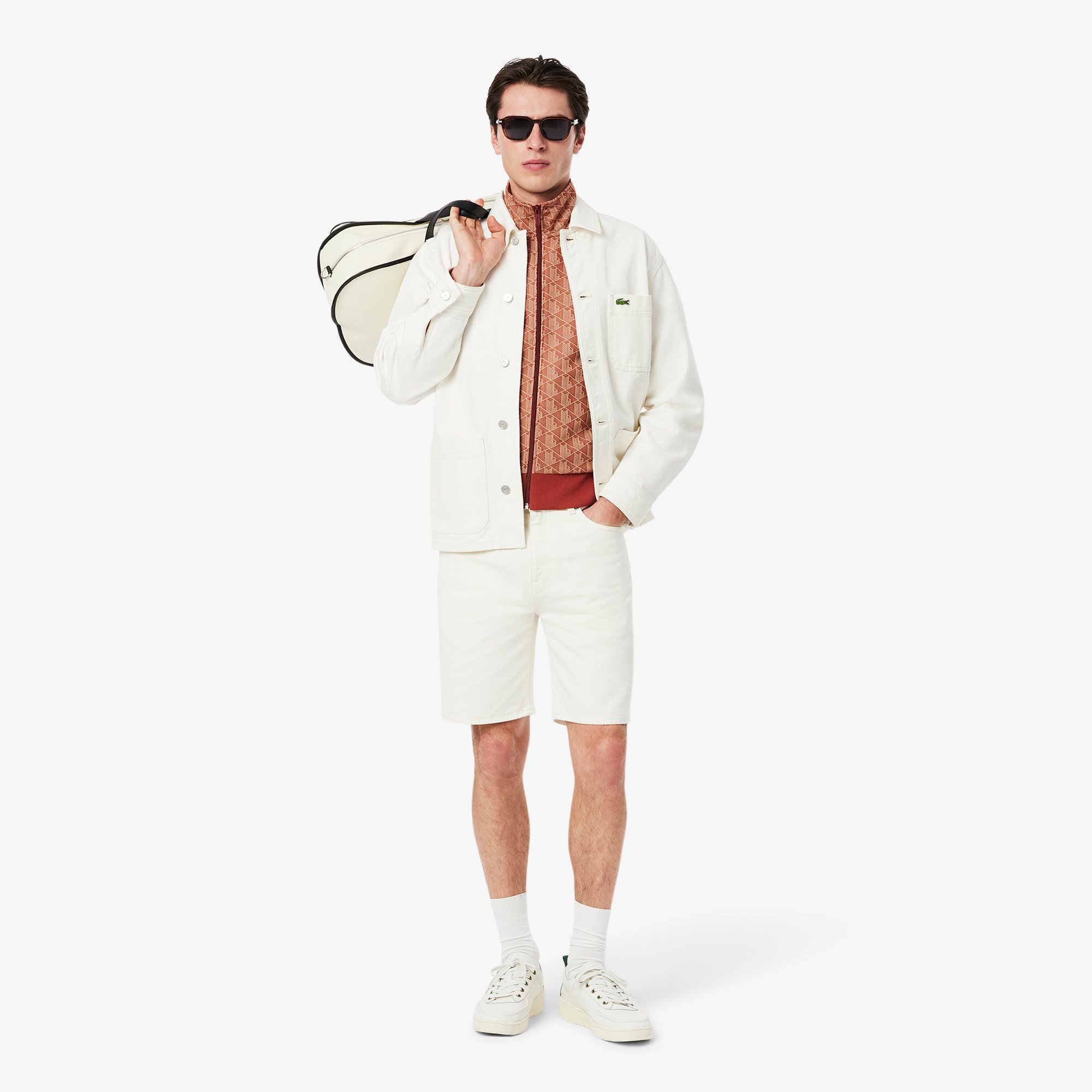 Áo Nỉ Lacoste Nam Paris Có Khóa Kéo Chất Liệu Jacquard
