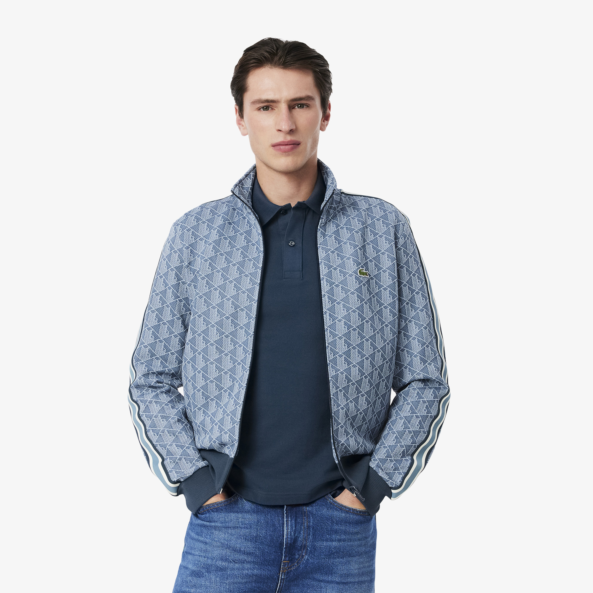Áo Nỉ Lacoste Nam Paris Có Khóa Kéo Chất Liệu Jacquard