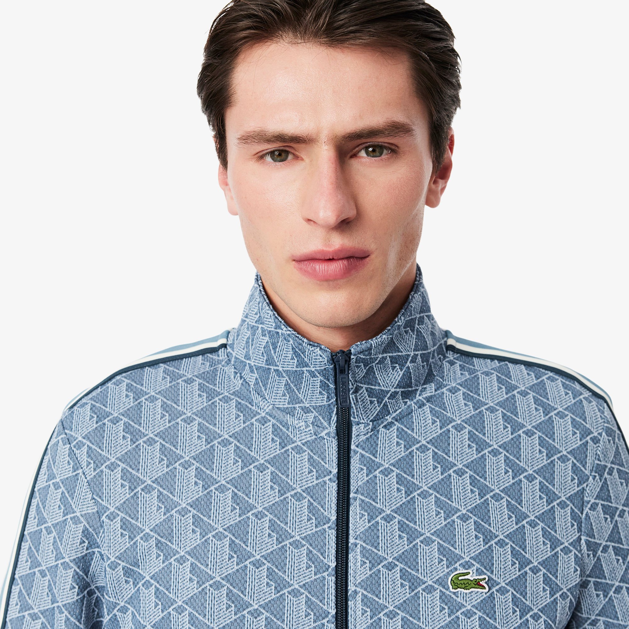 Áo Nỉ Lacoste Nam Paris Có Khóa Kéo Chất Liệu Jacquard