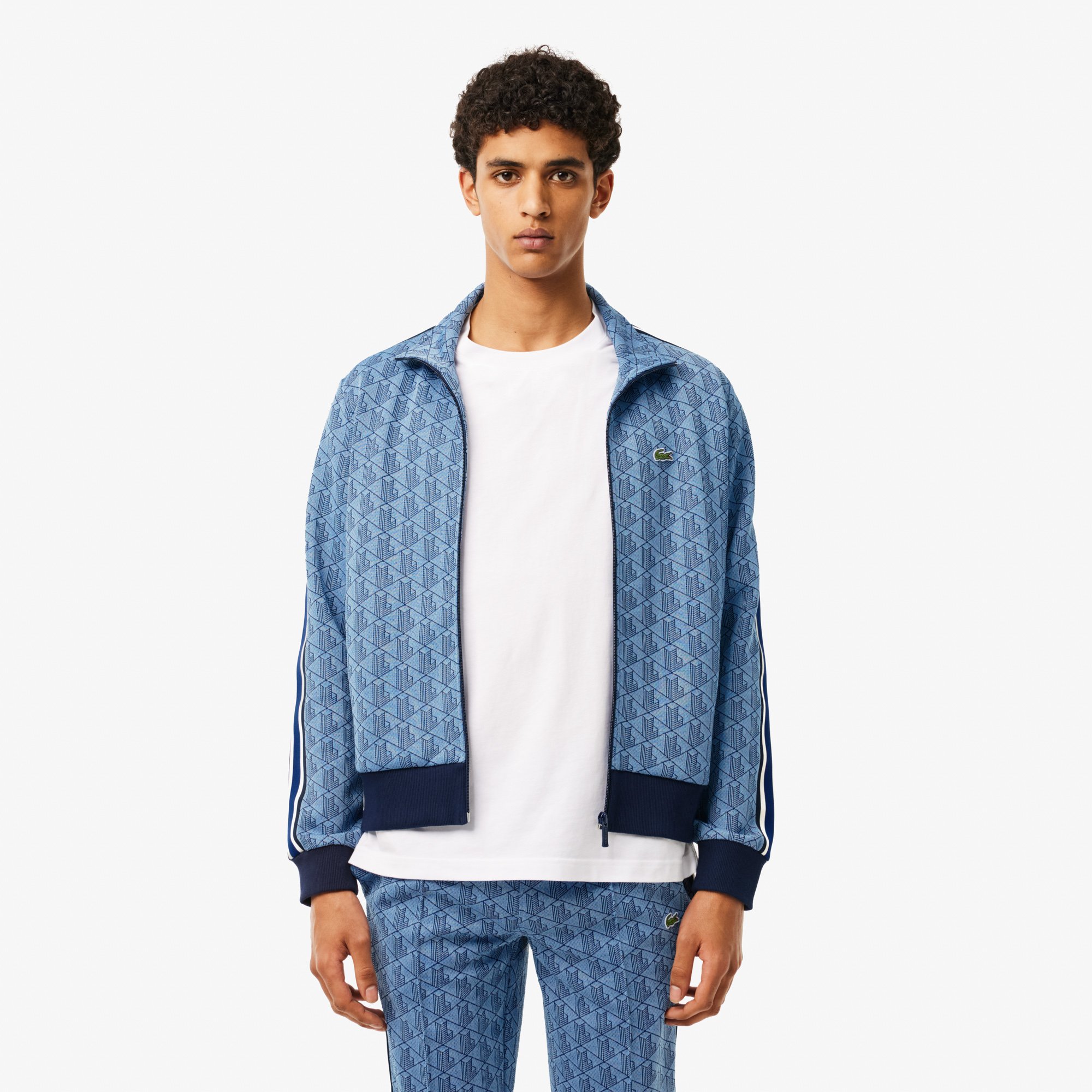 Áo Nỉ Lacoste Nam Paris Có Khóa Kéo Chất Liệu Jacquard