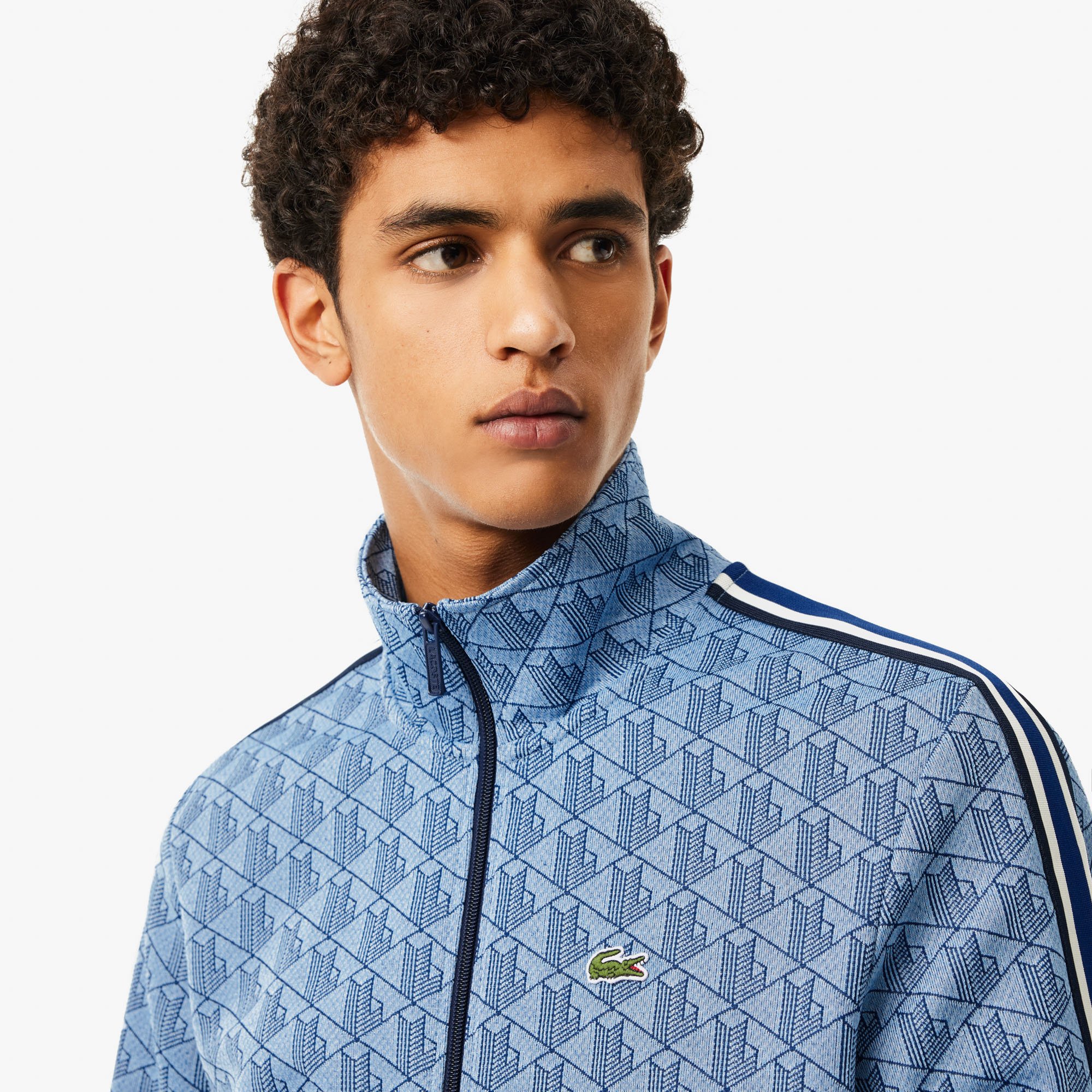 Áo Nỉ Lacoste Nam Paris Có Khóa Kéo Chất Liệu Jacquard