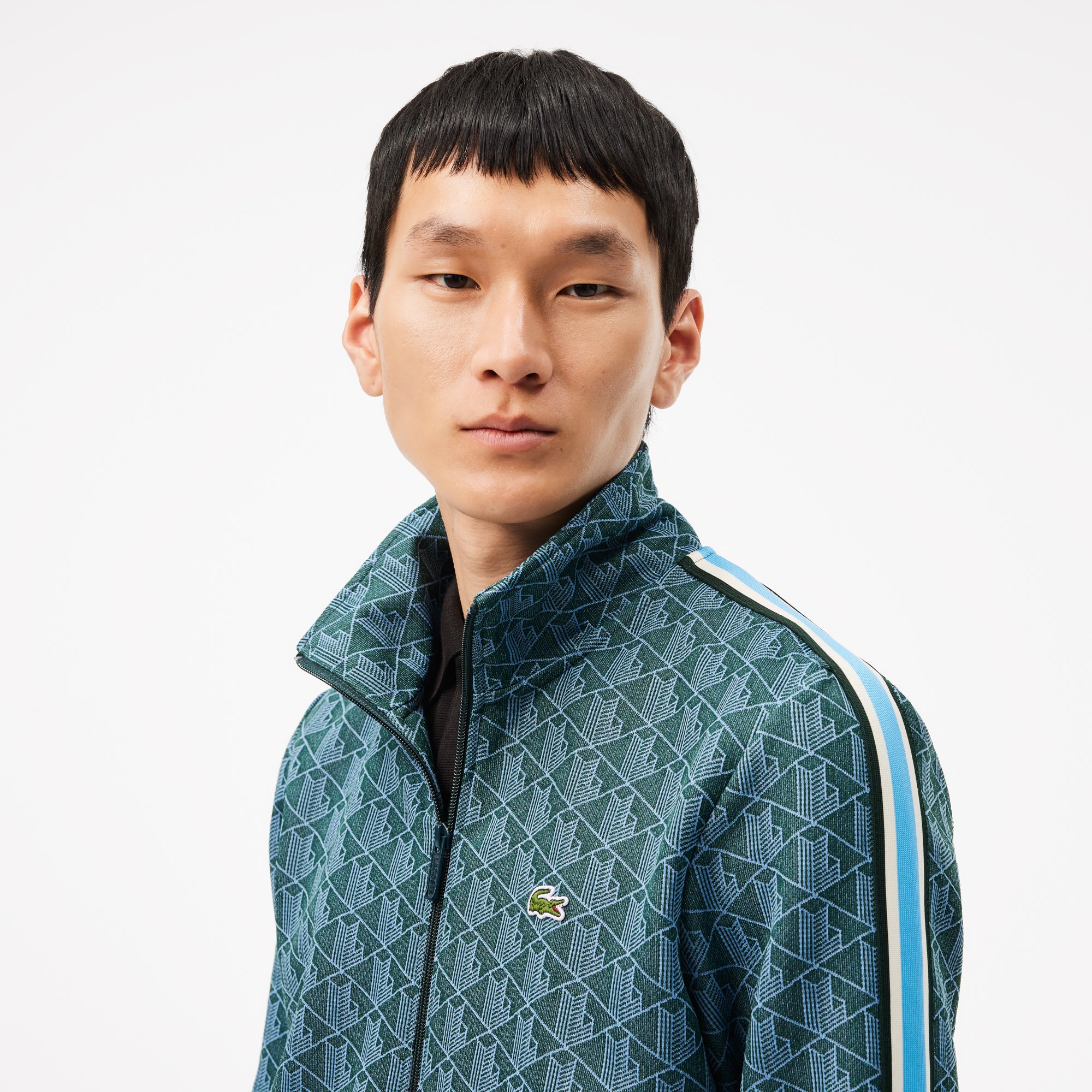 Áo Nỉ Lacoste Nam Paris Có Khóa Kéo Chất Liệu Jacquard