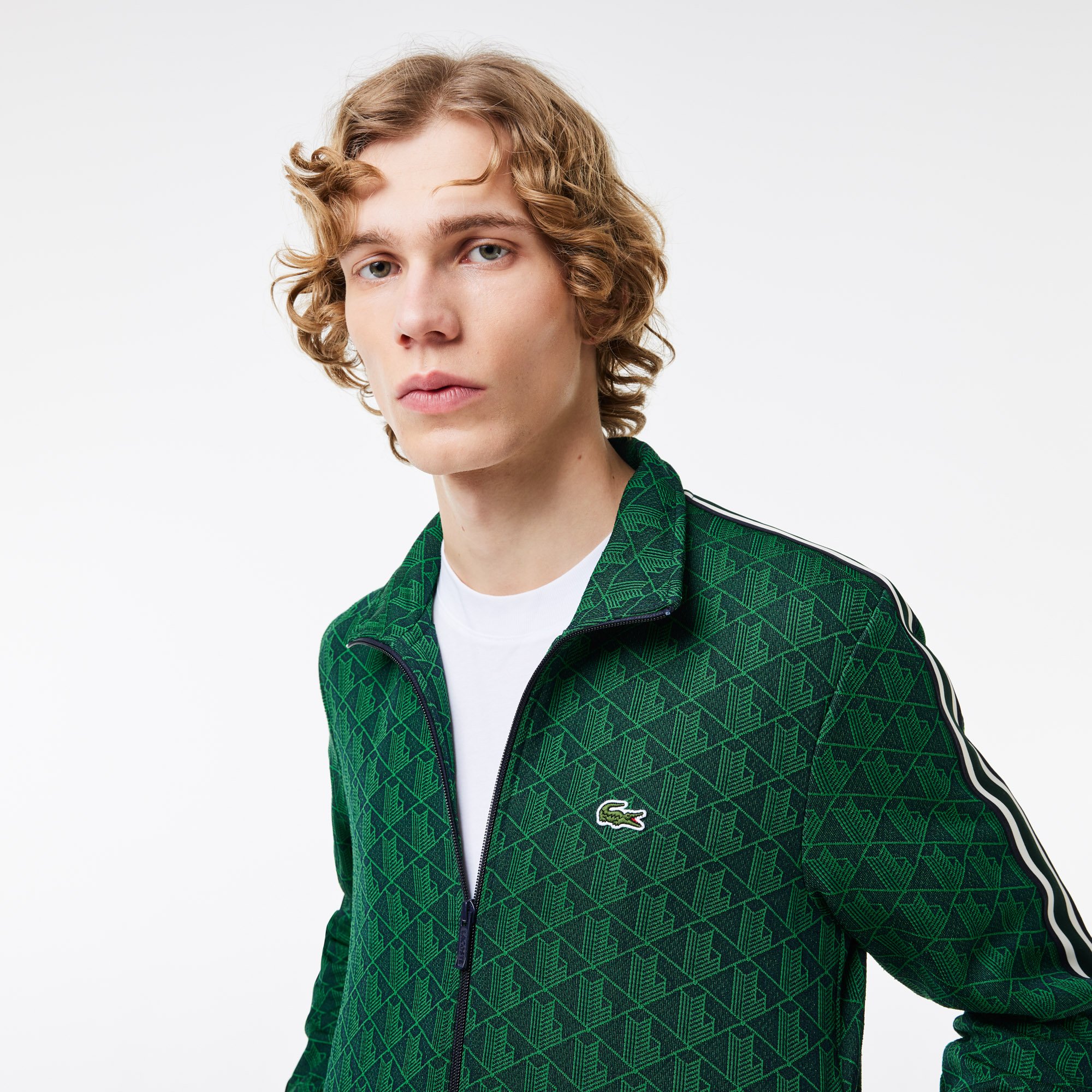 Áo Nỉ Lacoste Nam Paris Có Khóa Kéo Chất Liệu Jacquard