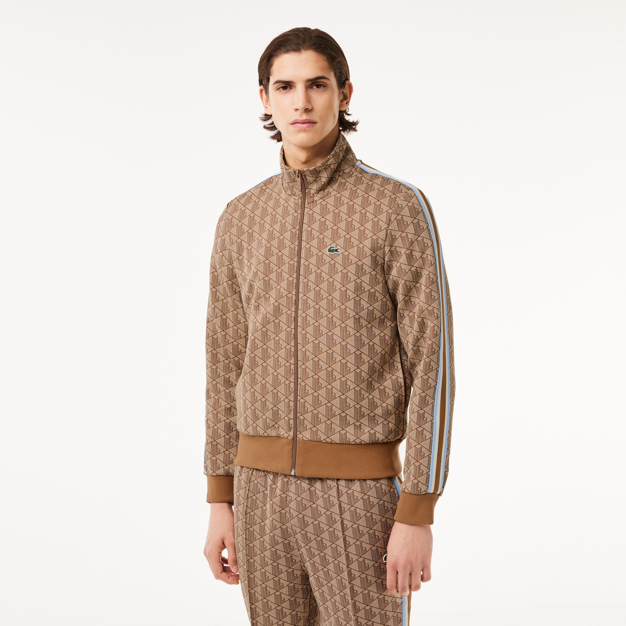 Áo Nỉ Lacoste Nam Paris Có Khóa Kéo Chất Liệu Jacquard