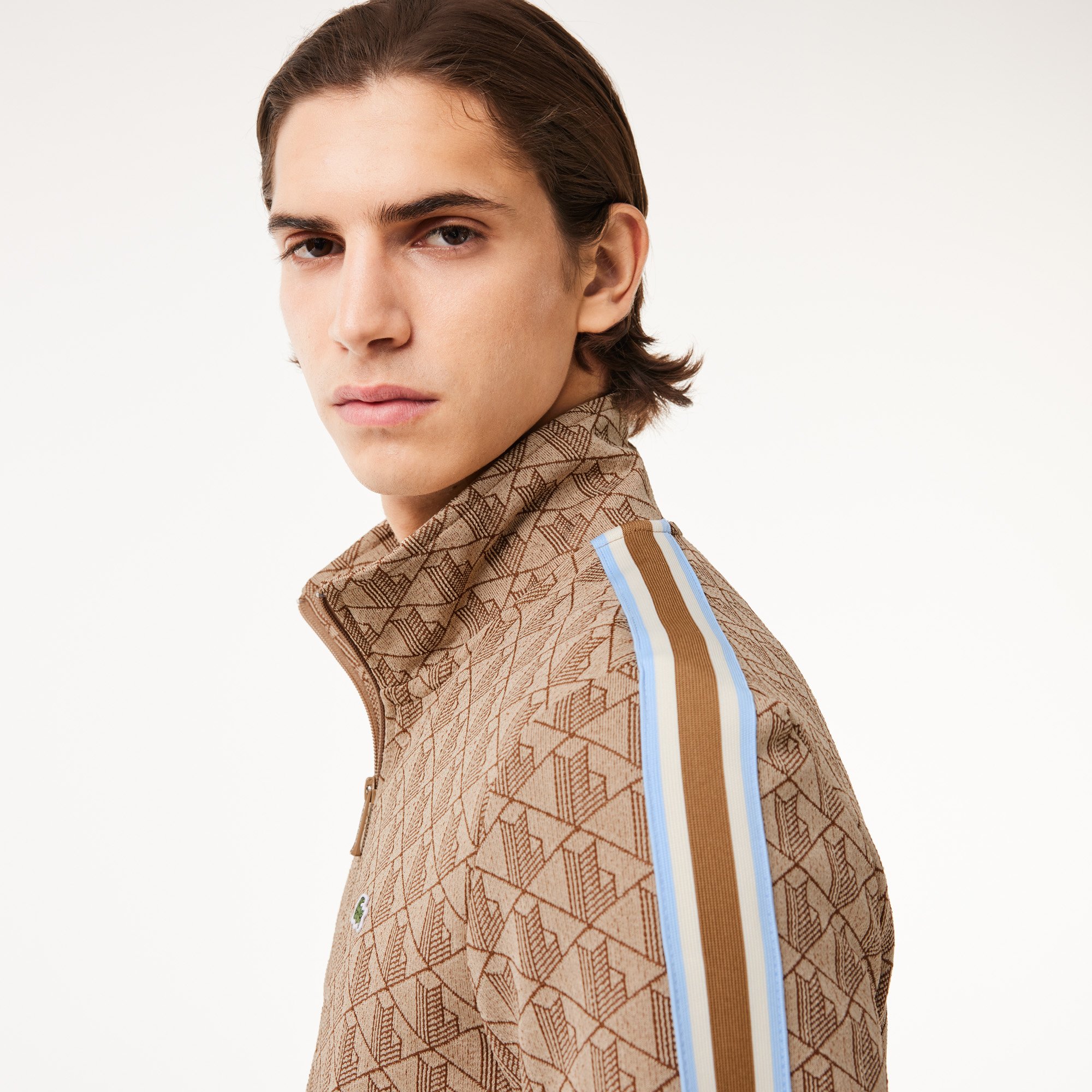 Áo Nỉ Lacoste Nam Paris Có Khóa Kéo Chất Liệu Jacquard
