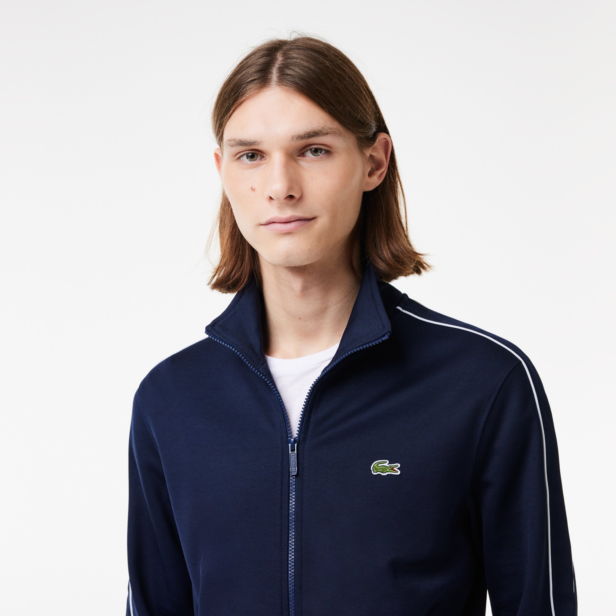 Áo Nỉ Lacoste Nam Paris Có Khóa Kéo Chất Liệu Piqué