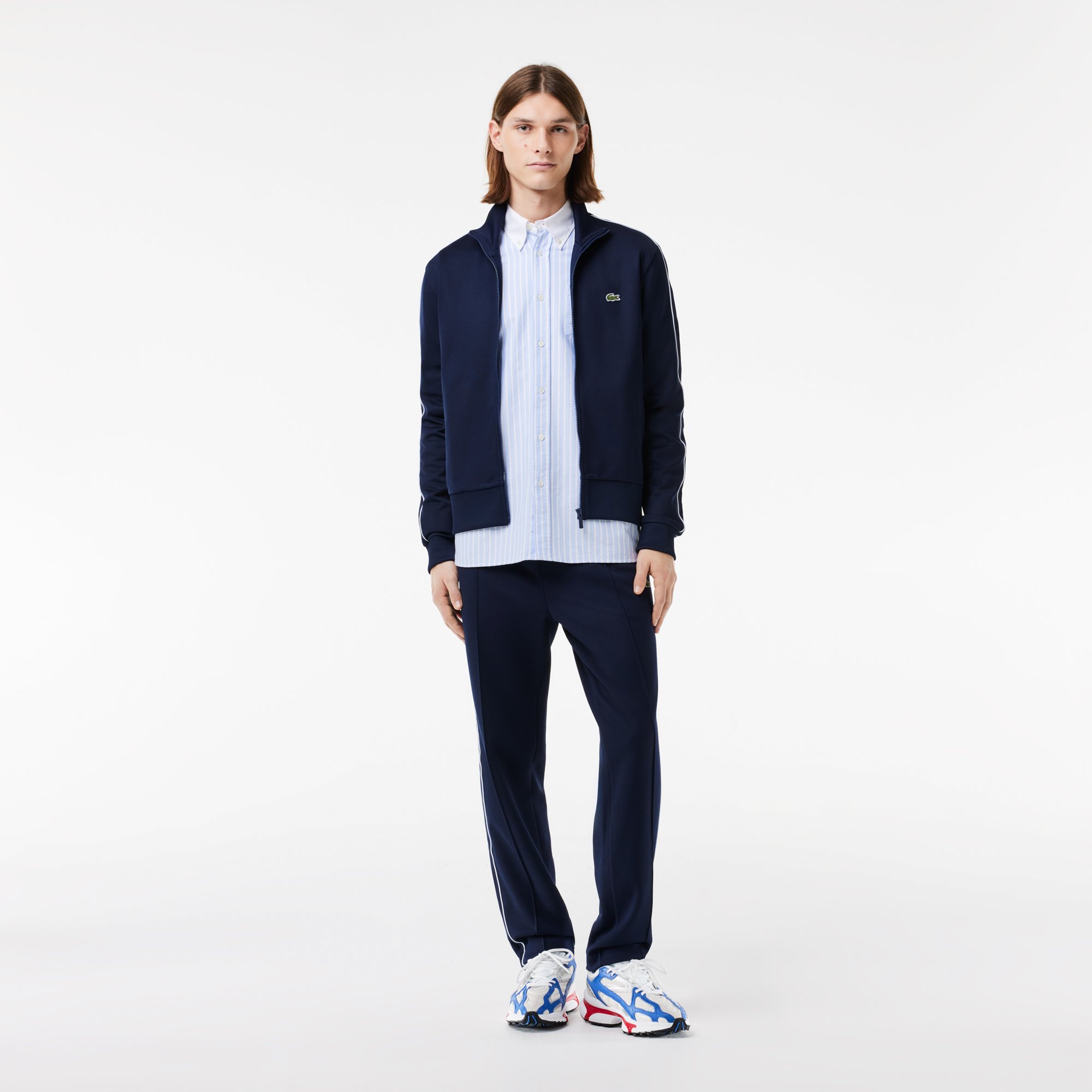 Áo Nỉ Lacoste Nam Paris Có Khóa Kéo Chất Liệu Piqué