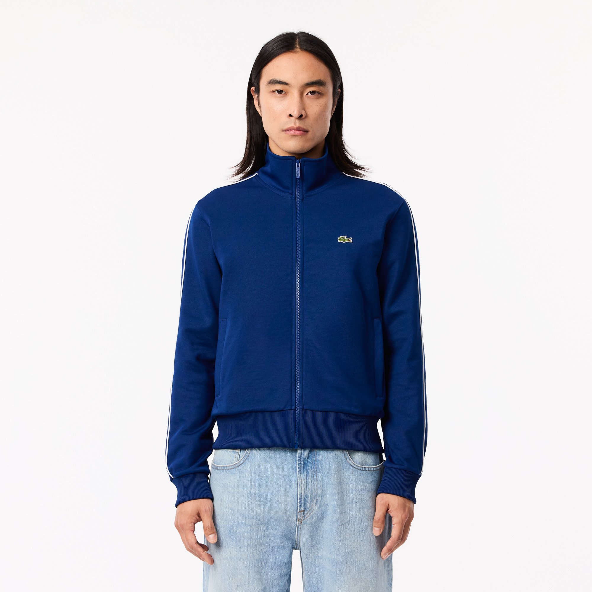 Áo Nỉ Lacoste Nam Paris Có Khóa Kéo Chất Liệu Piqué