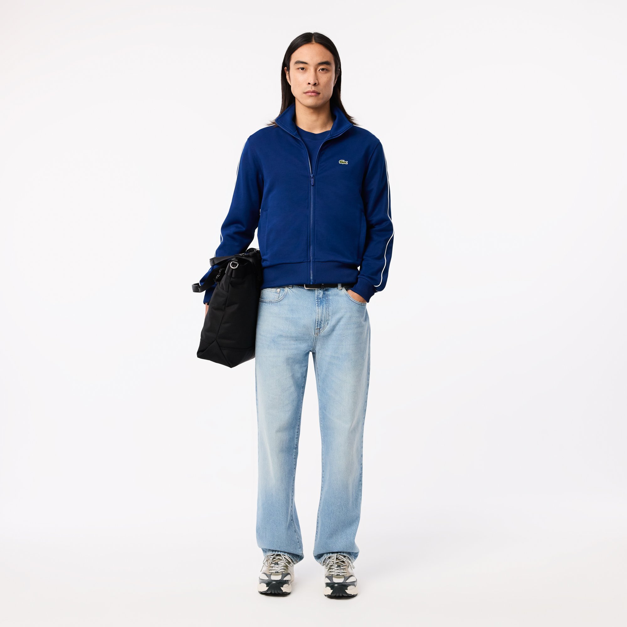 Áo Nỉ Lacoste Nam Paris Có Khóa Kéo Chất Liệu Piqué