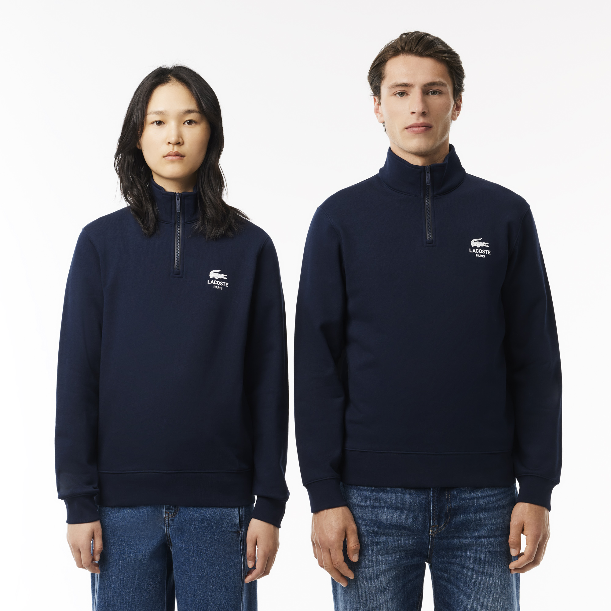 Áo Nỉ Lacoste Unisex Cổ Cao Có Khóa Kéo Họa Tiết In
